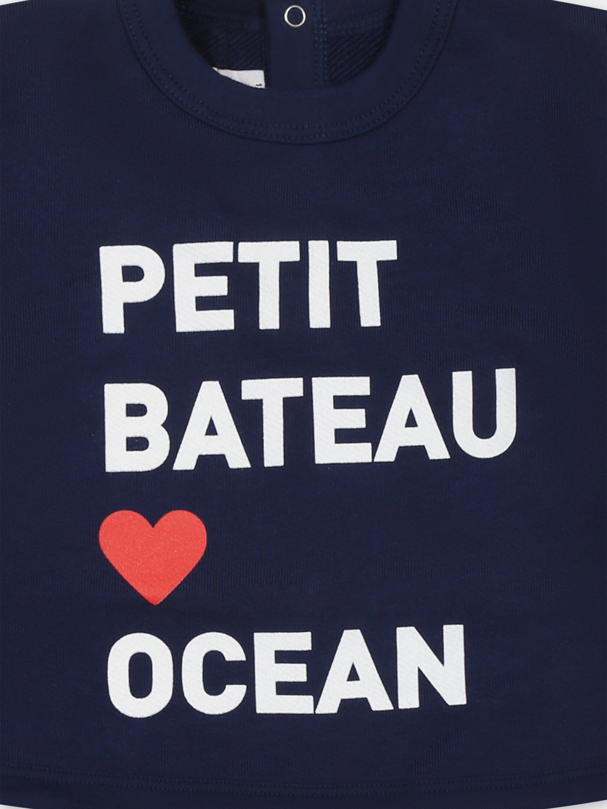 Felpa blu per neonati con logo e cuore,Petit Bateau,A0DI8 MEDIEVAL 01