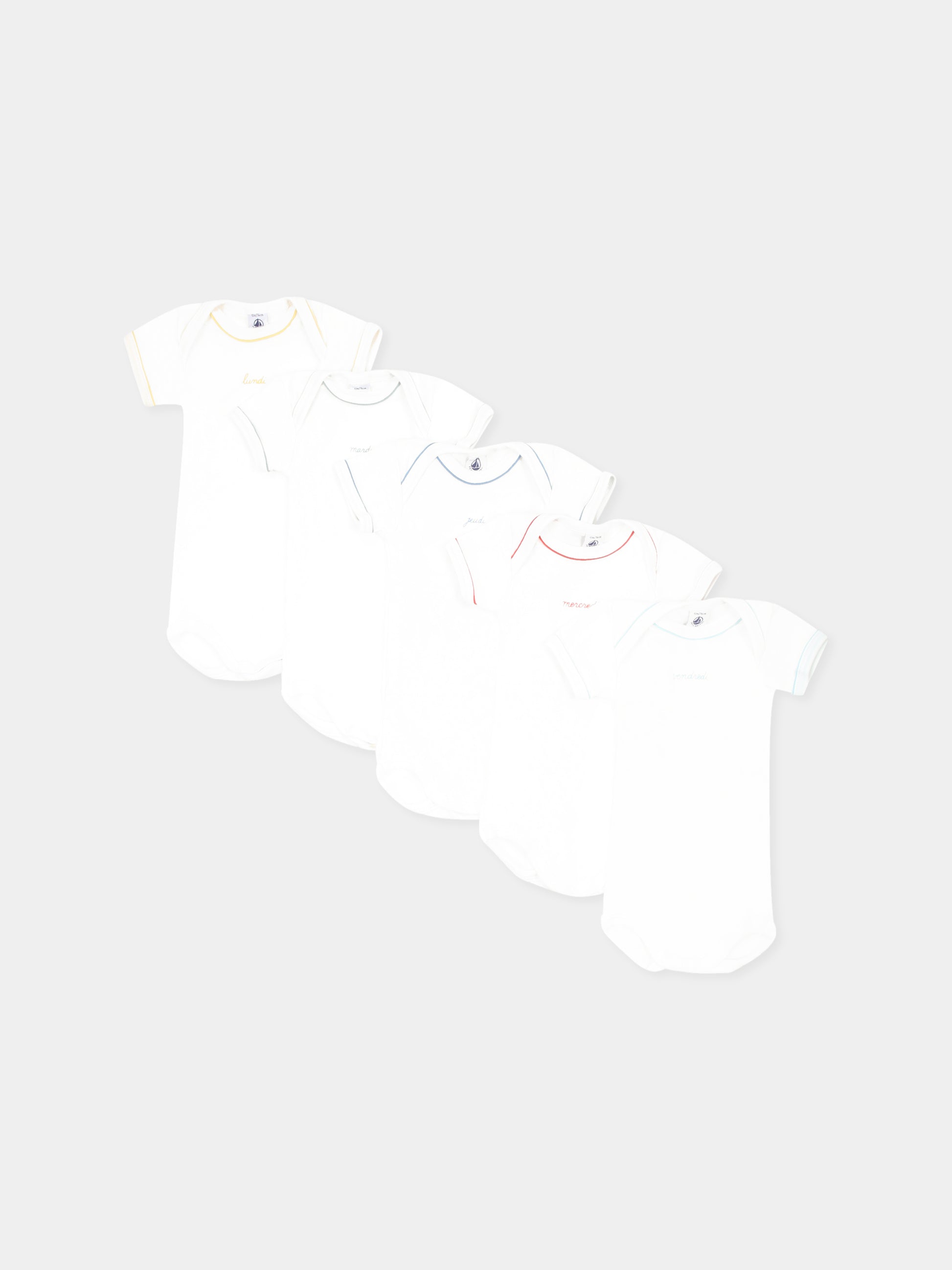 Set body bianco per neonati con scritta,Petit Bateau,A0CR2 VARIANTE 1 00