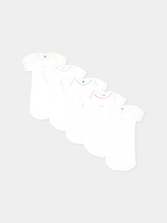 Set body bianco per neonati con scritta,Petit Bateau,A0CR2 VARIANTE 1 00