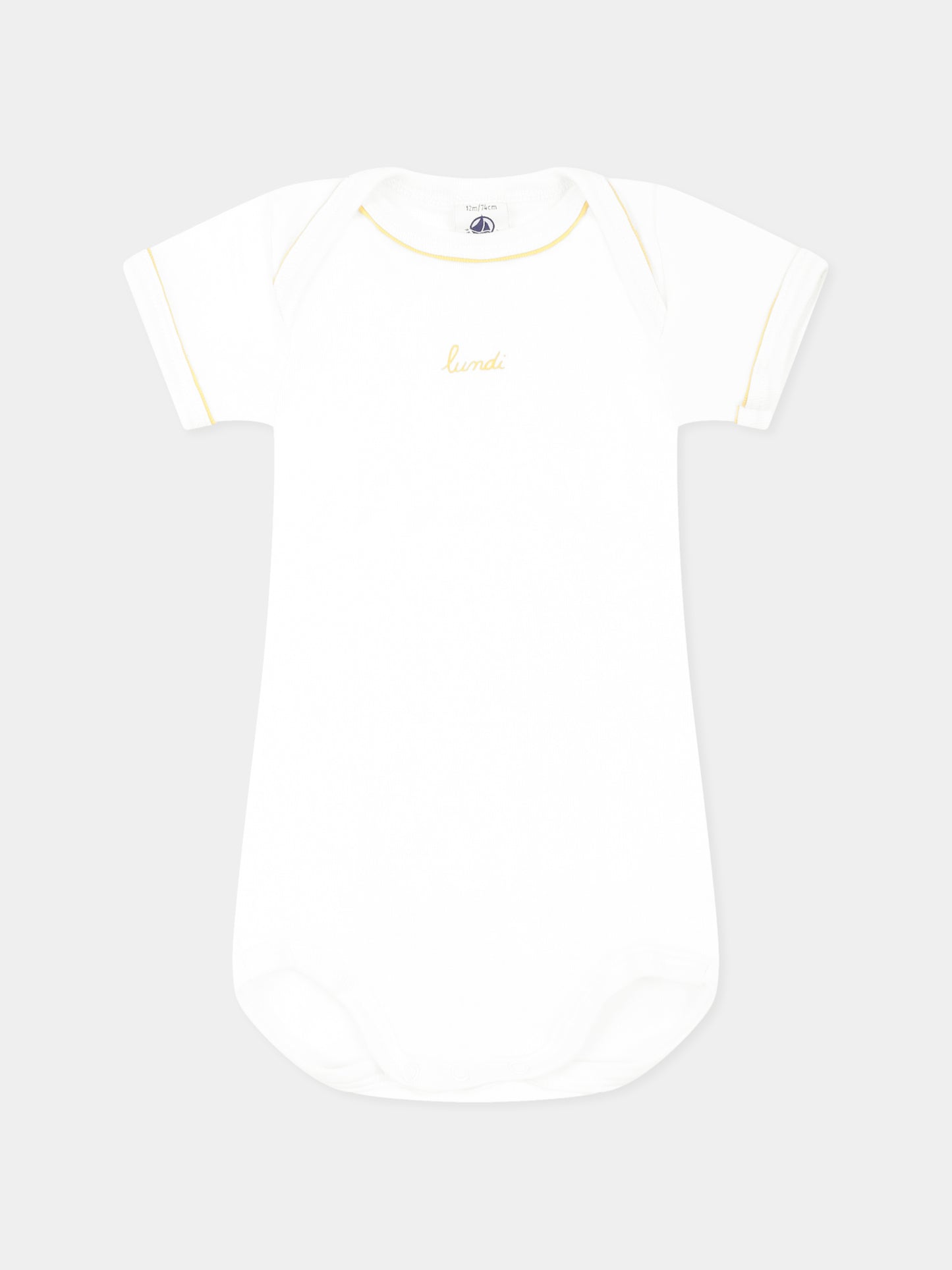 Set body bianco per neonati con scritta,Petit Bateau,A0CR2 VARIANTE 1 00