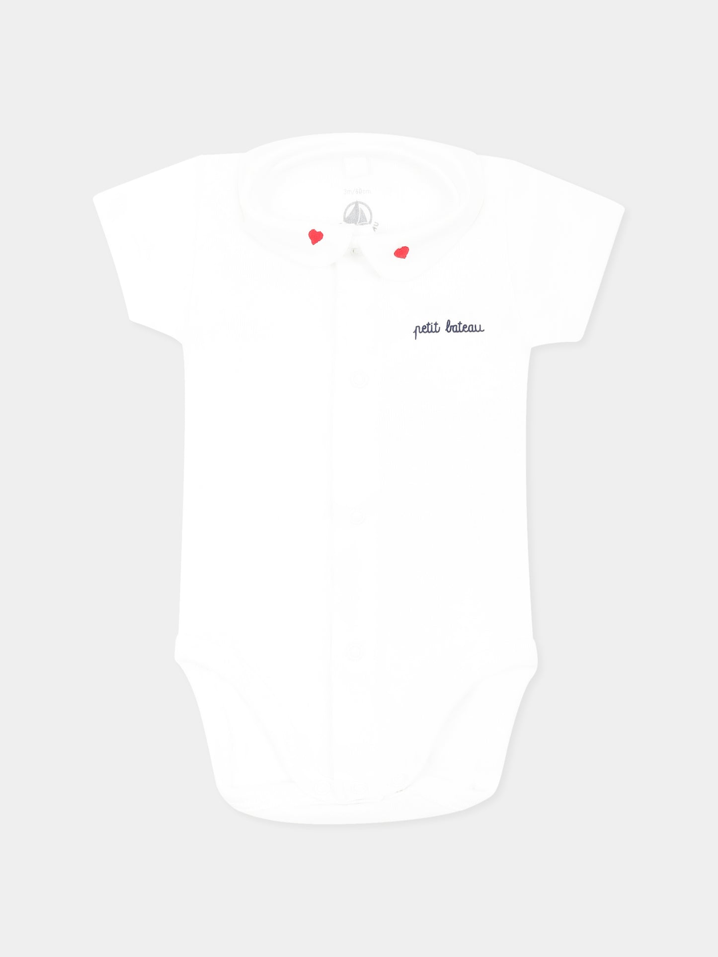 Set body bianco per neonati con cuori,Petit Bateau,A0D5V VARIANTE 1 00
