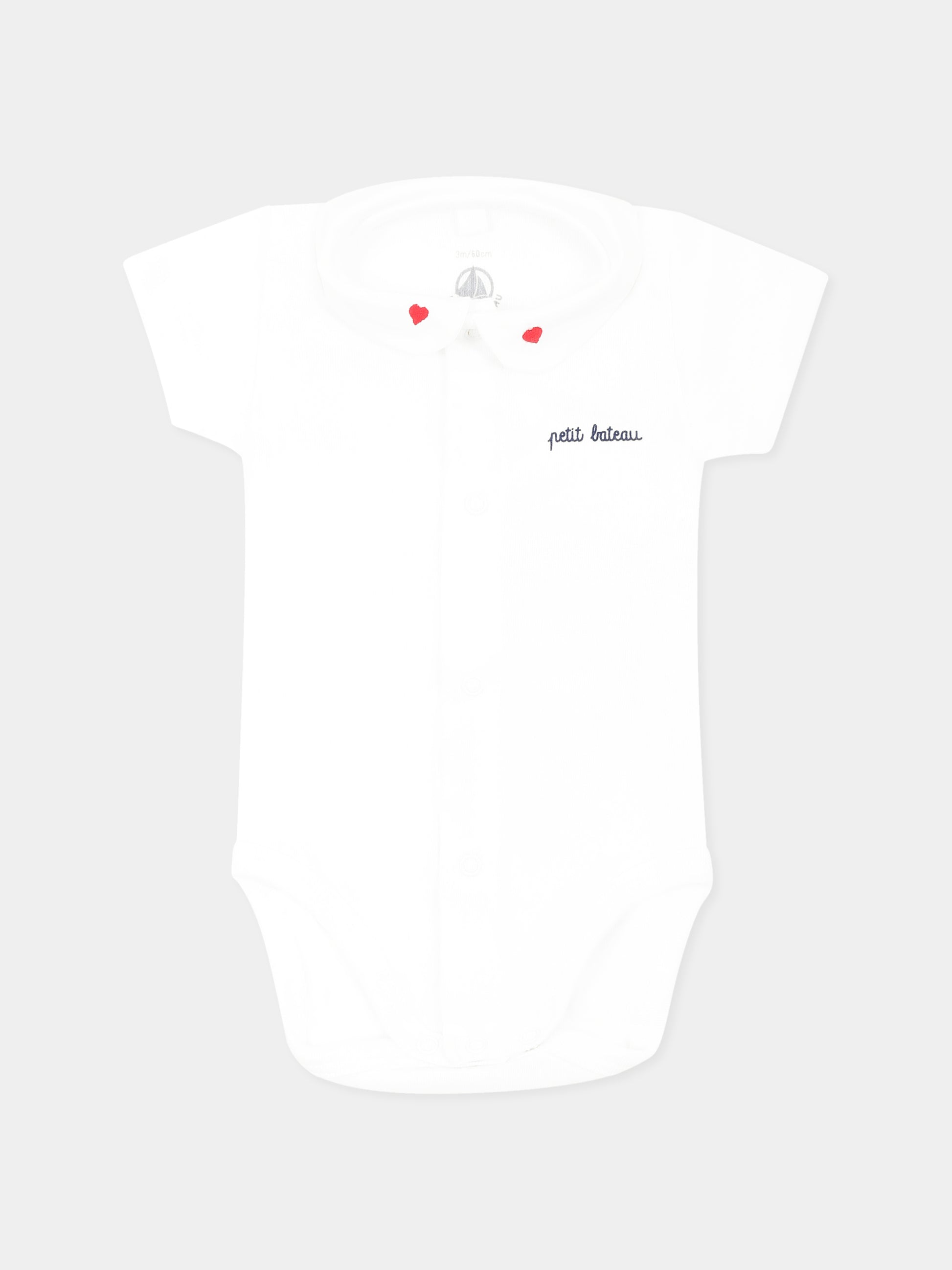 Set body bianco per neonati con cuori,Petit Bateau,A0D5V VARIANTE 1 00