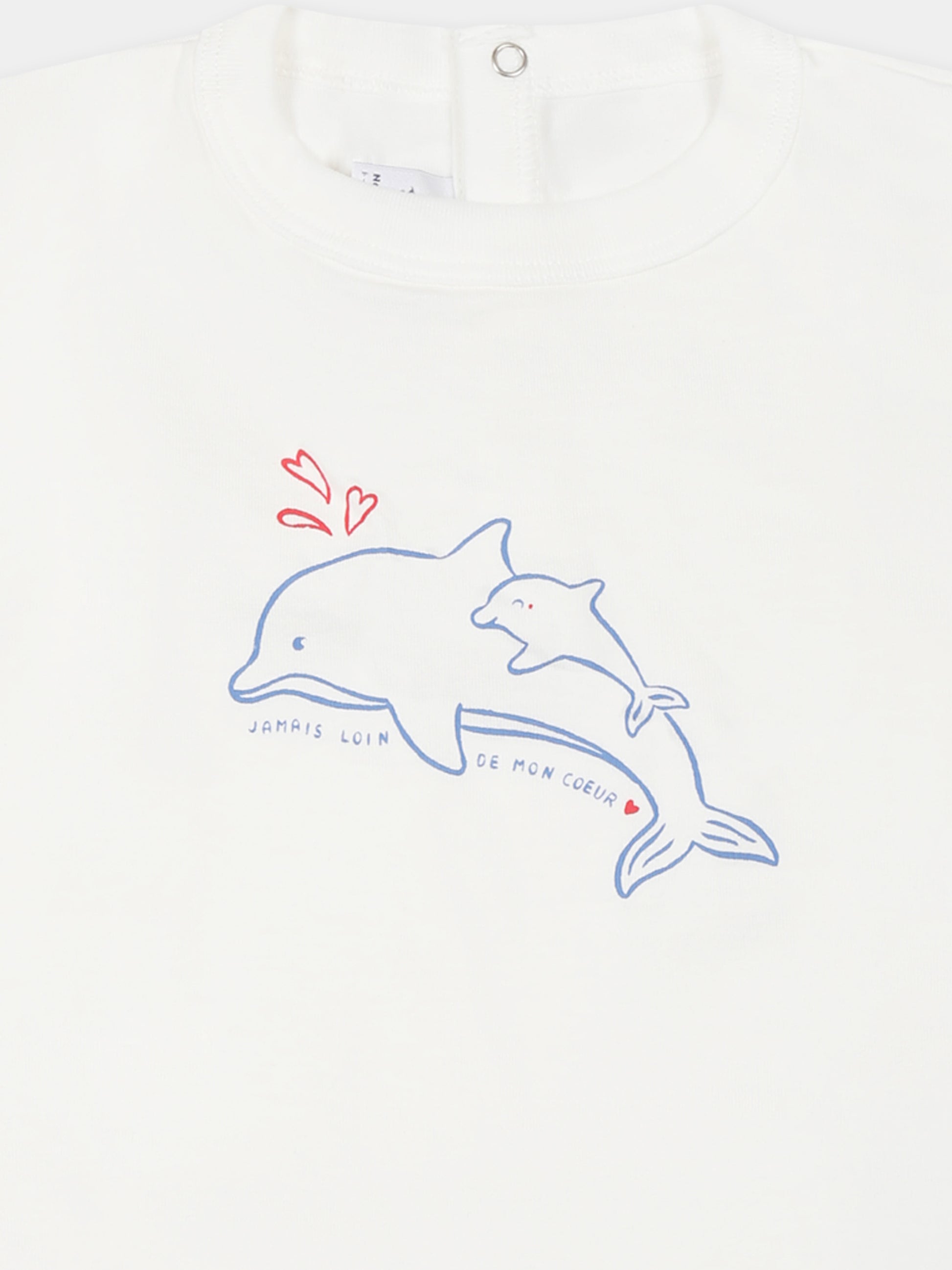 T-shirt bianca per neonato con delfini,Petit Bateau,A0CWB MARSHMALLOW 02