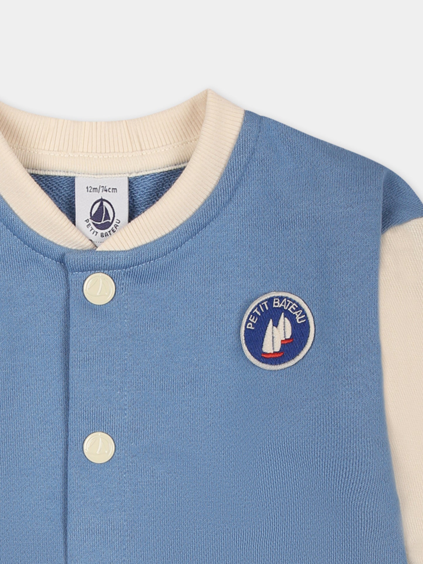 Felpa celeste per neonato con logo,Petit Bateau,A0CPP ALASKA/AVALANCHE 01