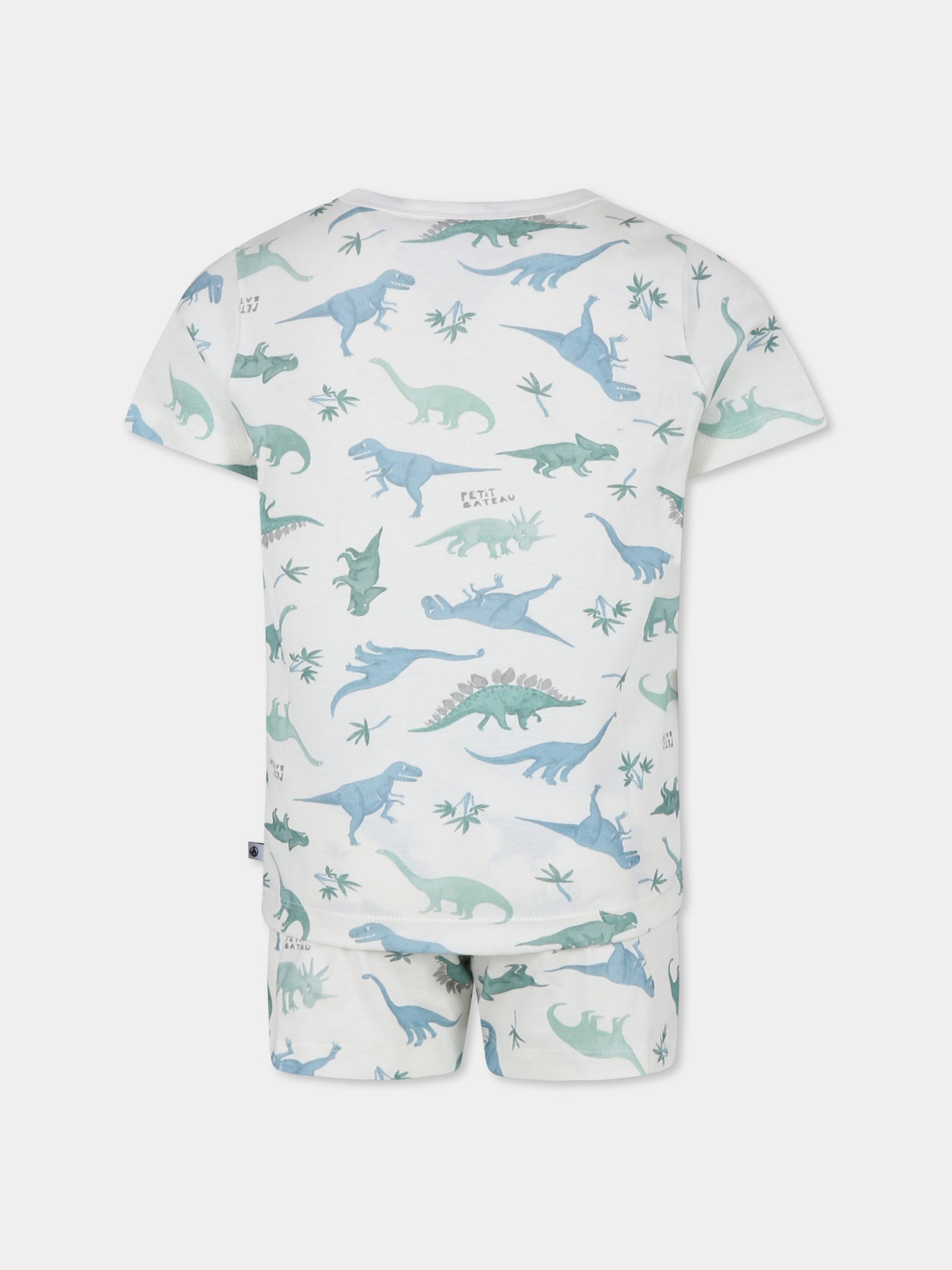 Pigiama bianco per bambino con dinosauri,Petit Bateau,A0CTL MARSHMALLOW/MULTICO 01