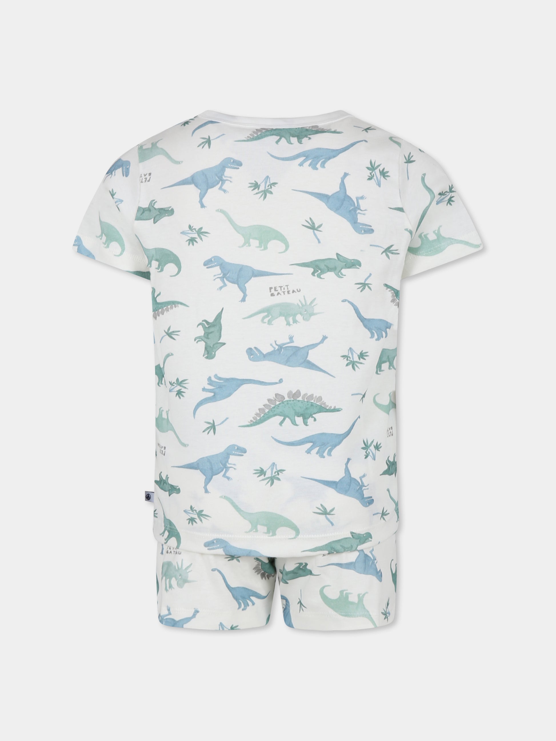 Pigiama bianco per bambino con dinosauri,Petit Bateau,A0CTL MARSHMALLOW/MULTICO 01
