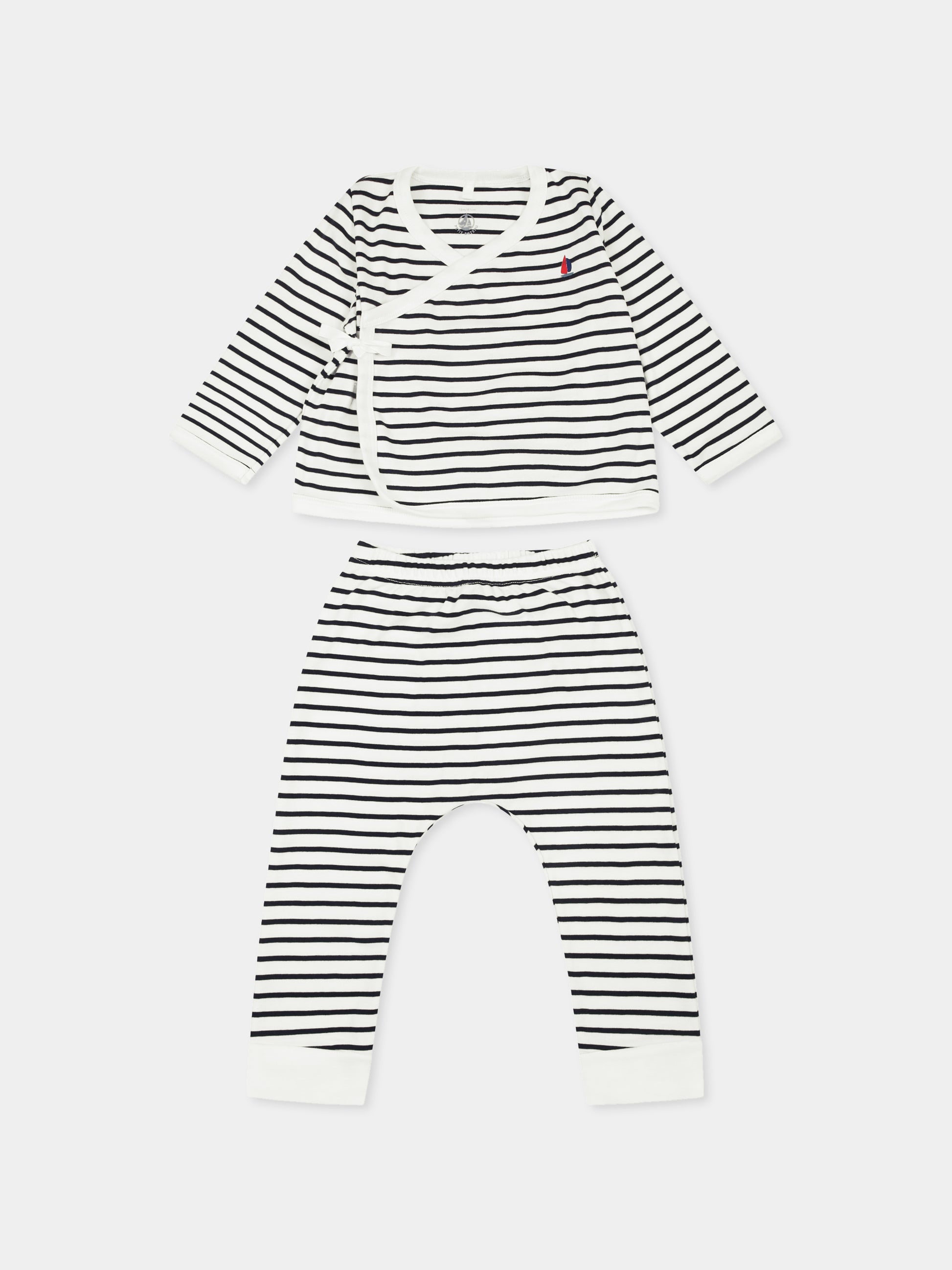 Completo nascita multicolor per neonati con barca a vela,Petit Bateau,A0BNA MARSHMALLOW/SMOKING 01