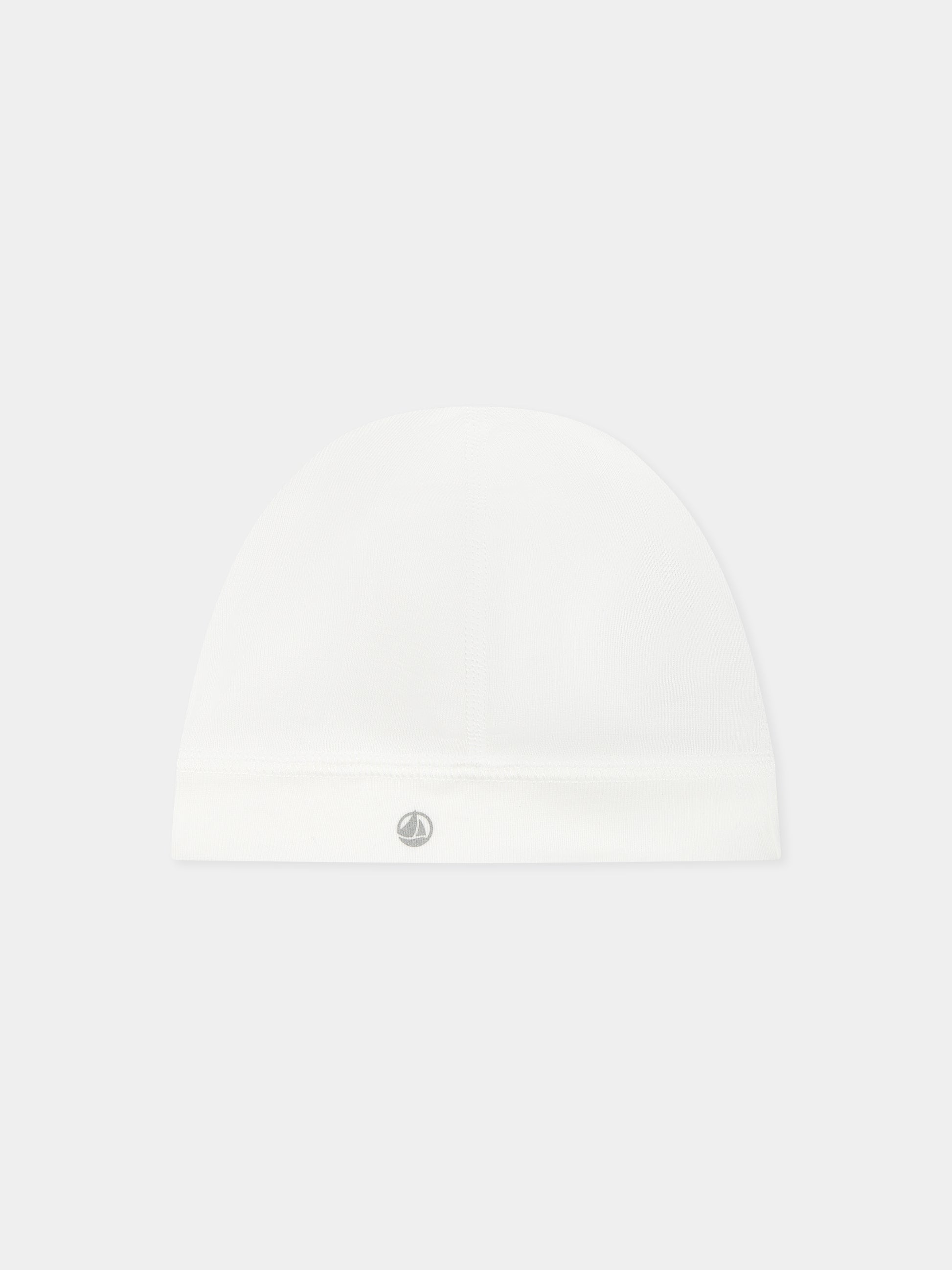Cappello bianco per neonati con logo,Petit Bateau,A0AZW MARSHMALLOW 01