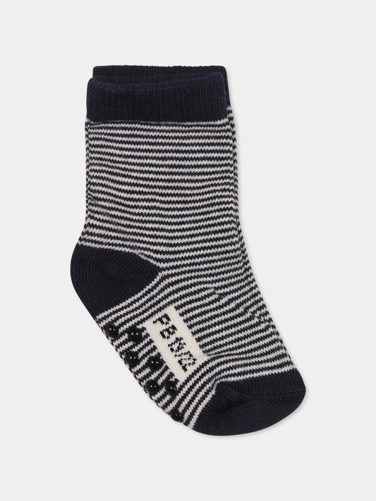 Calzini blu per neonato,Petit Bateau,A0AZI SMOKING/MARSHMALLOW 01