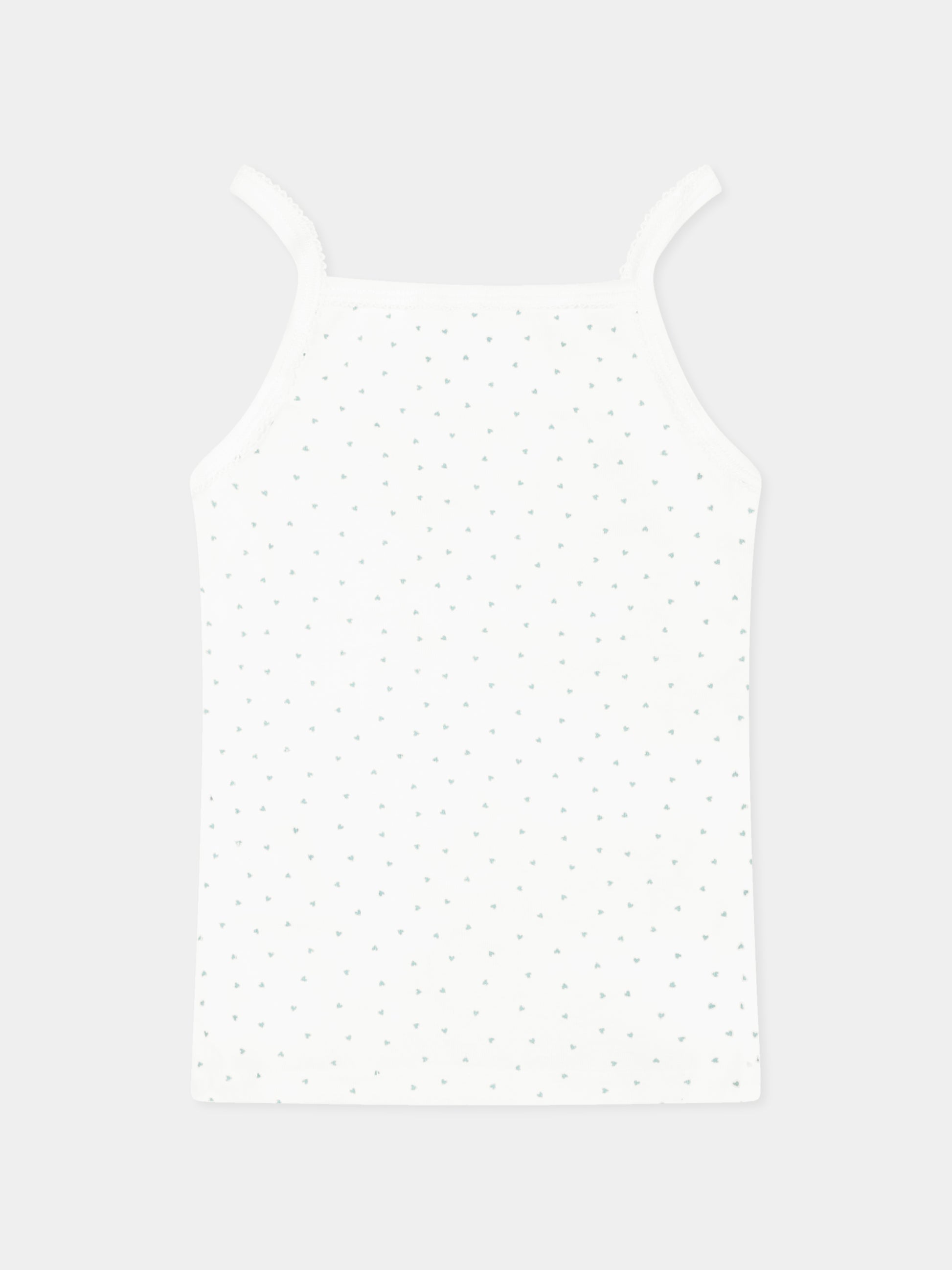 Set canottiere bianche per bambina con cuori,Petit Bateau,A0A47 VARIANTE 1 00