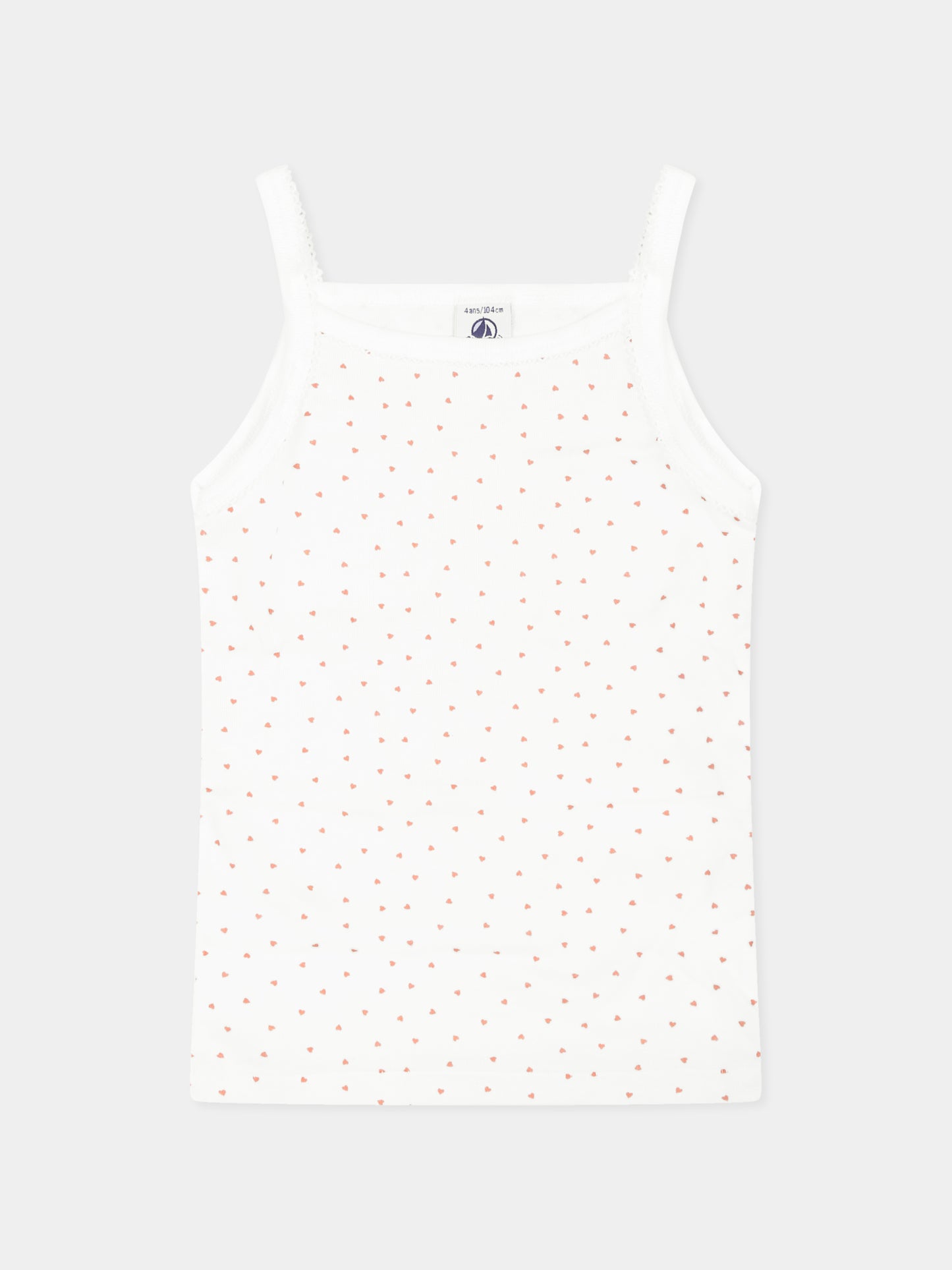 Set canottiere bianche per bambina con cuori,Petit Bateau,A0A47 VARIANTE 1 00