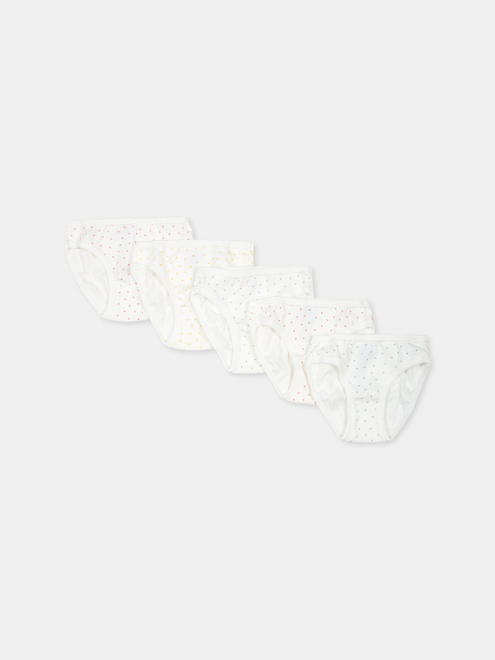 Set slip bianco per bambina con cuori all over,Petit Bateau,A0A45 VARIANTE 1 00