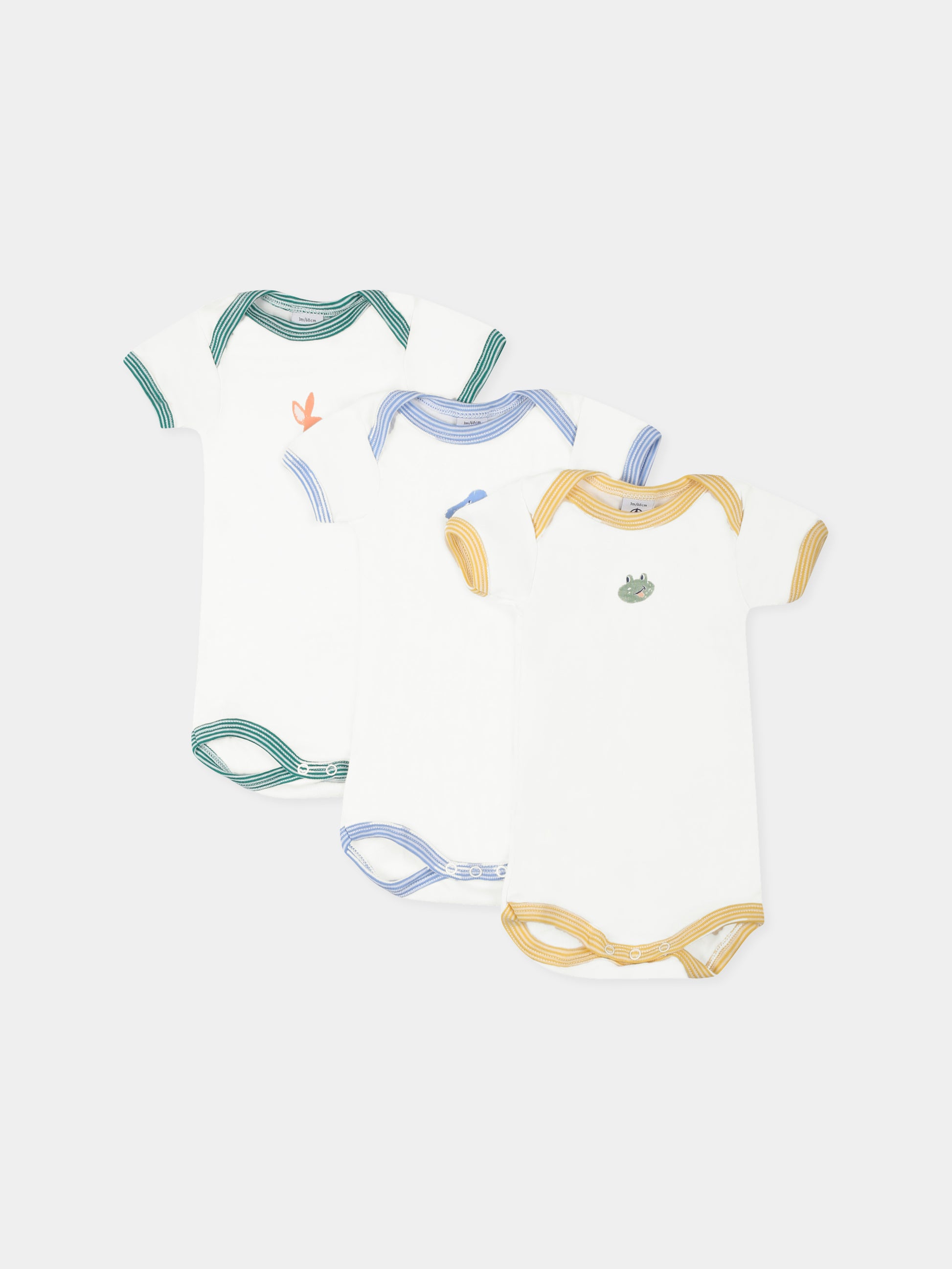 Set body bianco per neonati con animali,Petit Bateau,A0CZT VARIANTE 1 00