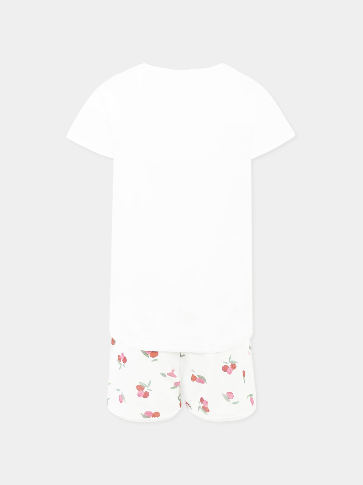 Pigiama bianco per bambina,Petit Bateau,A0D50 MARSHMALLOW/MULTICO 01