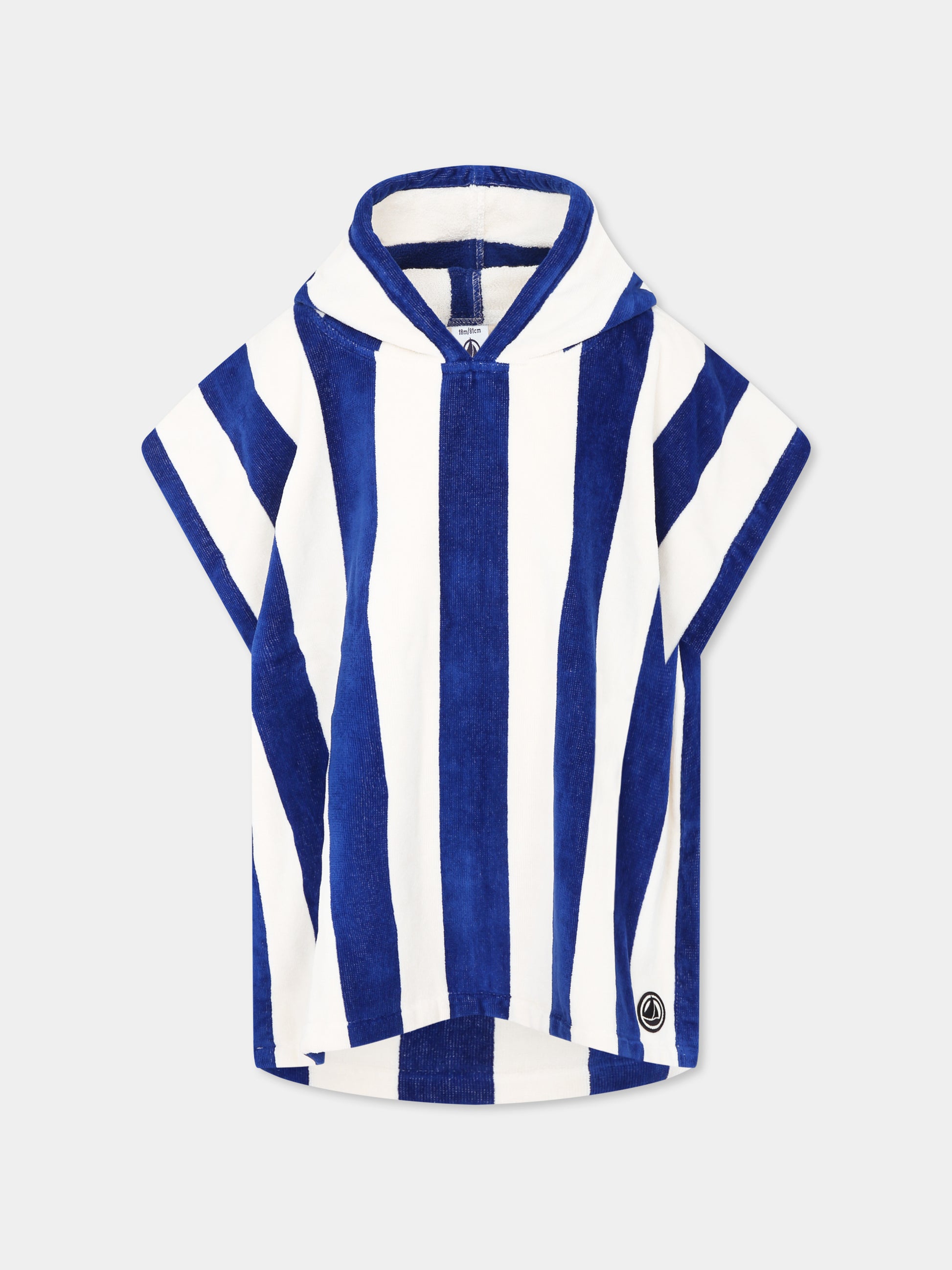 Accappatoio blu per bambini con logo,Petit Bateau,A0CH7 SURF/MARSHMALLOW 01