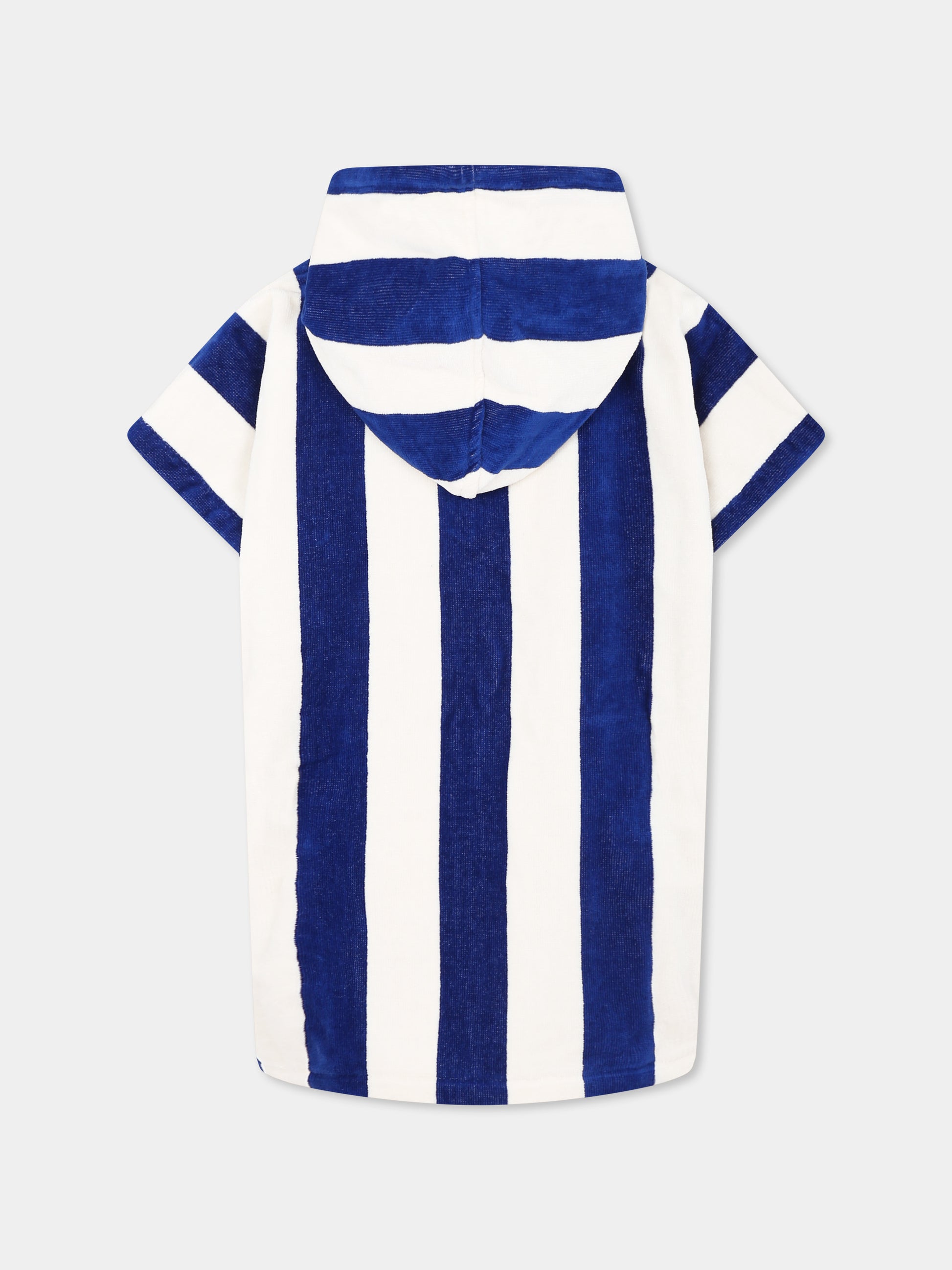Accappatoio blu per bambini con logo,Petit Bateau,A0CH7 SURF/MARSHMALLOW 01