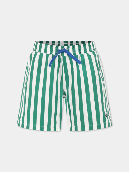 Boxer mare verde per bambino,Petit Bateau,A0D4E MARSHMALLOW/JARDIN 01