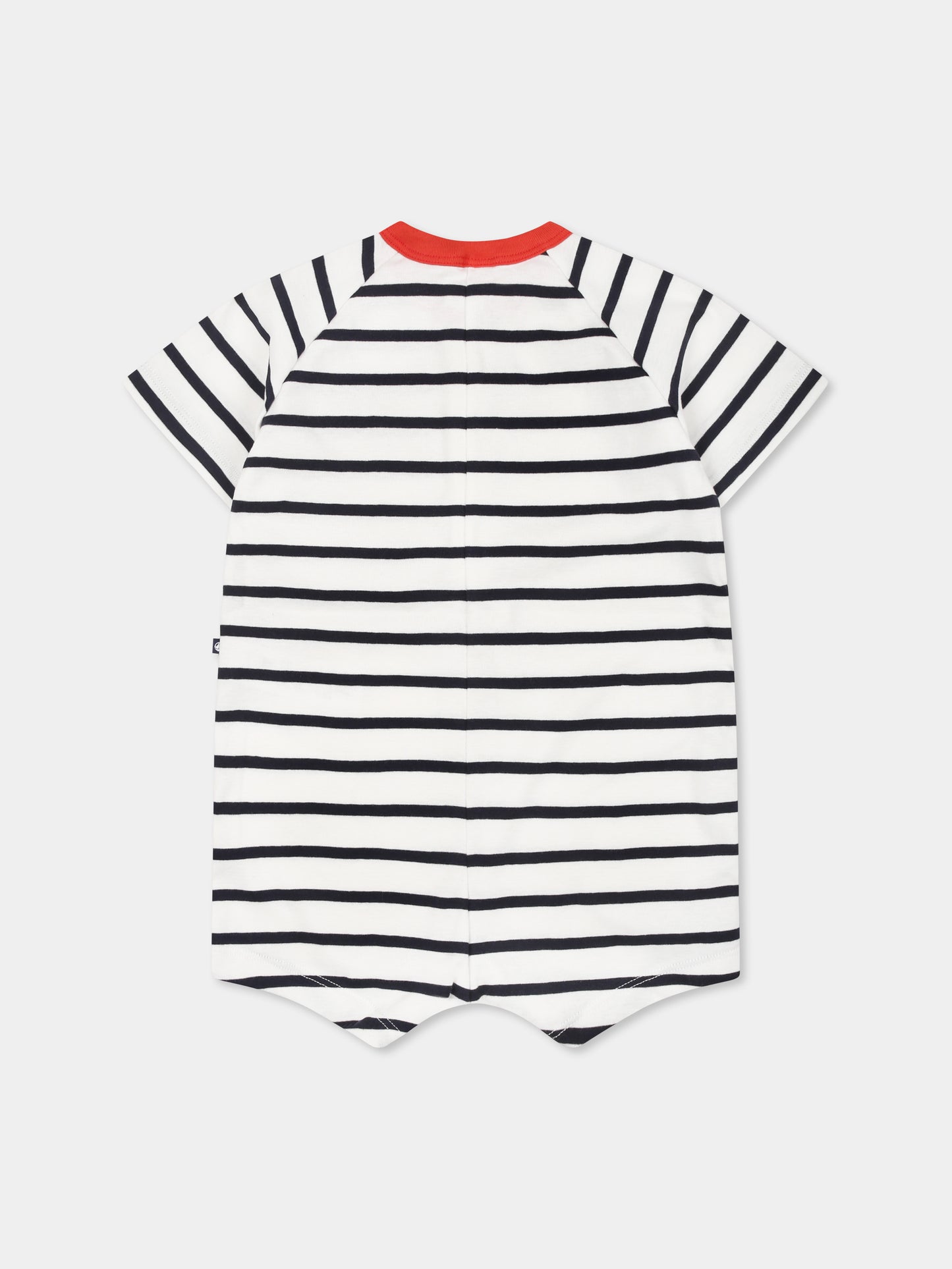 Pagliaccetto bianco per neonato con righe,Petit Bateau,A0CV3 MARSHMALLOW/SMOKING 01