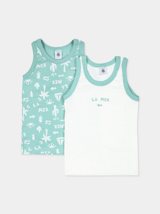 Set canottiera multicolor per bambino con scritta e stampa,Petit Bateau,A0CSZ VARIANTE 1 00