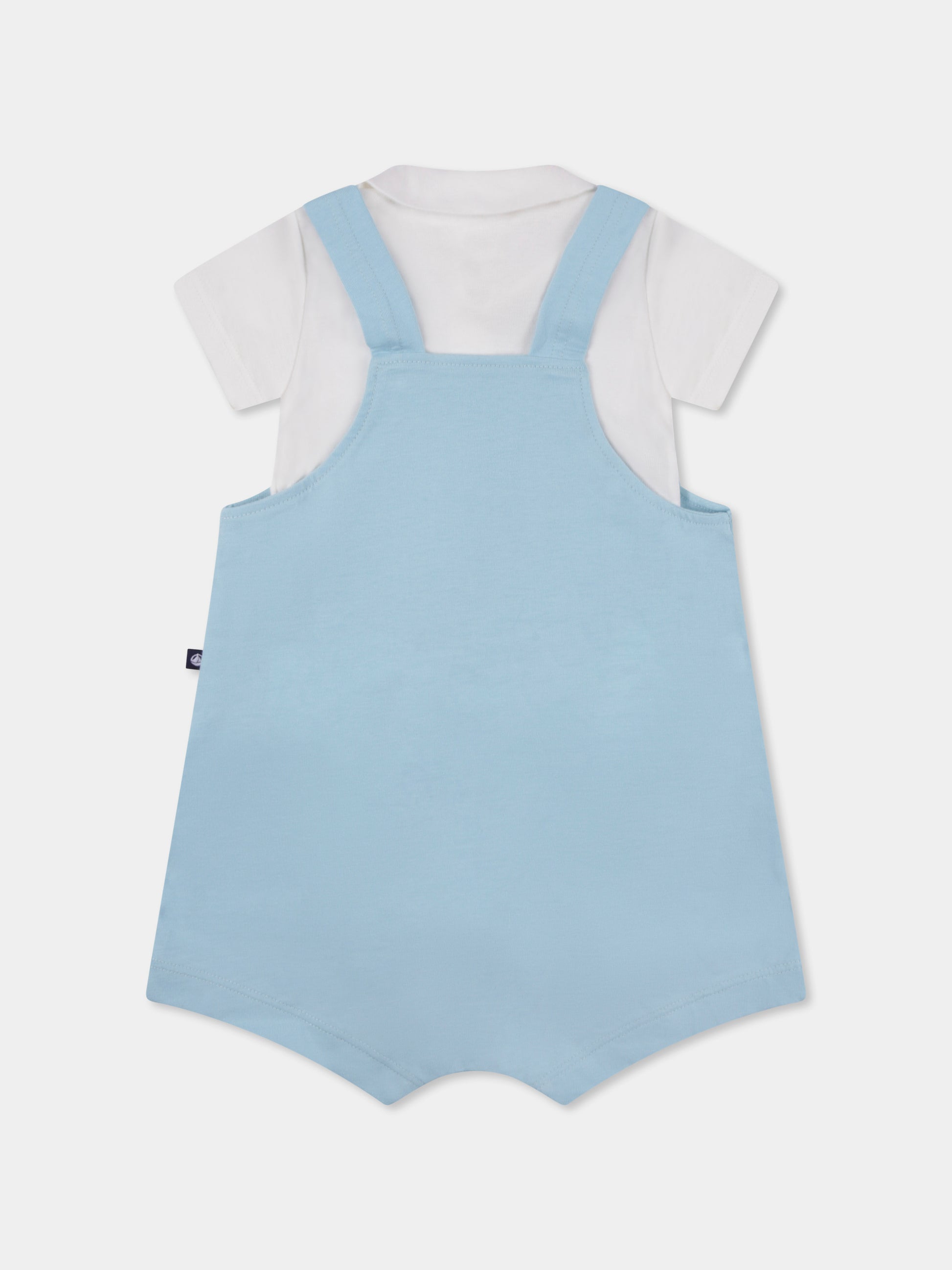 Salopette celeste per neonato con scritta,Petit Bateau,A0DAP AQUATIC 01