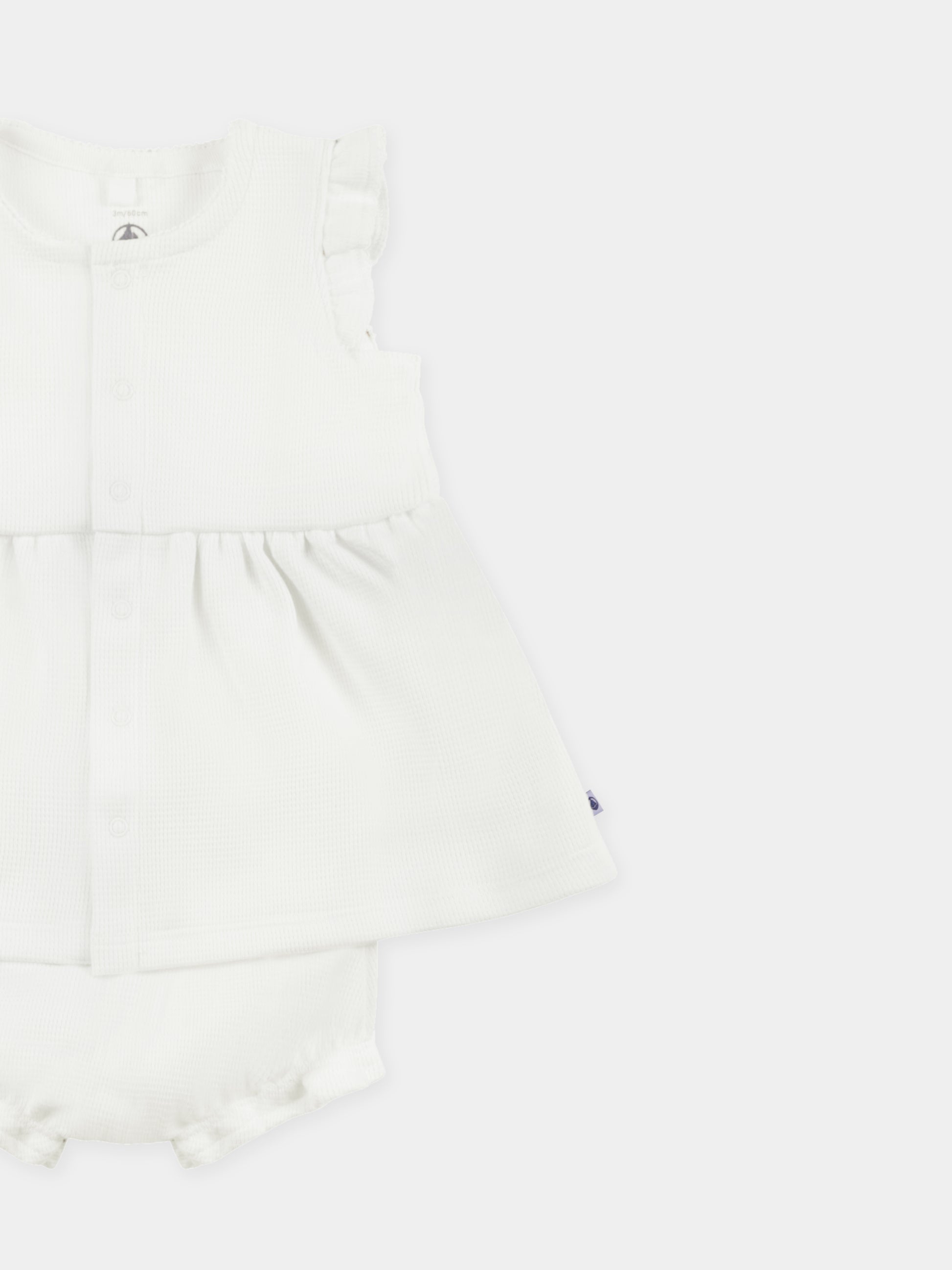 Vestito bianco per neonata,Petit Bateau,A0CHG MARSHMALLOW 02