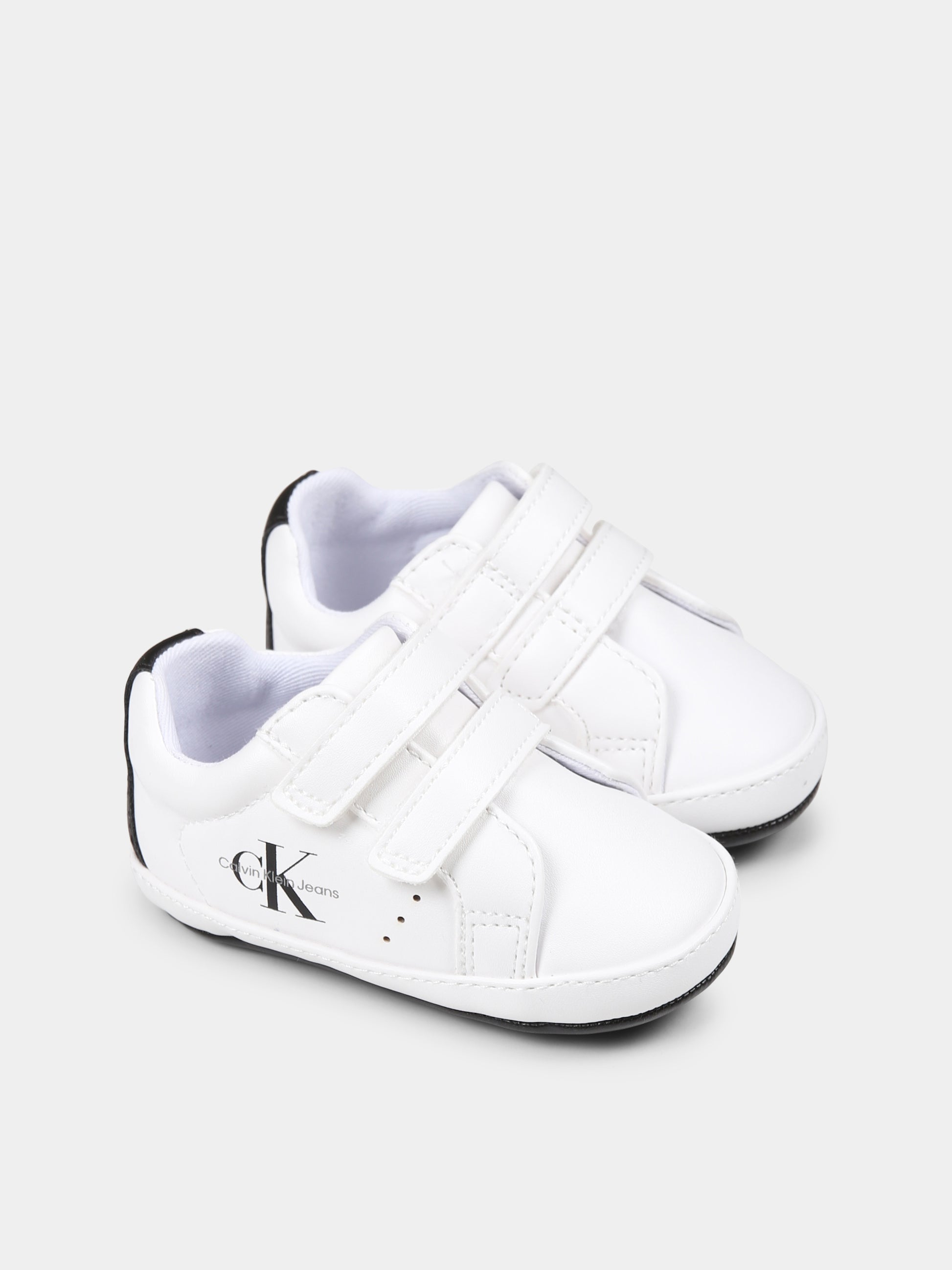 Sneakers bianche per neonati con logo,Calvin Klein Kids,V0B9 82070 1582X002