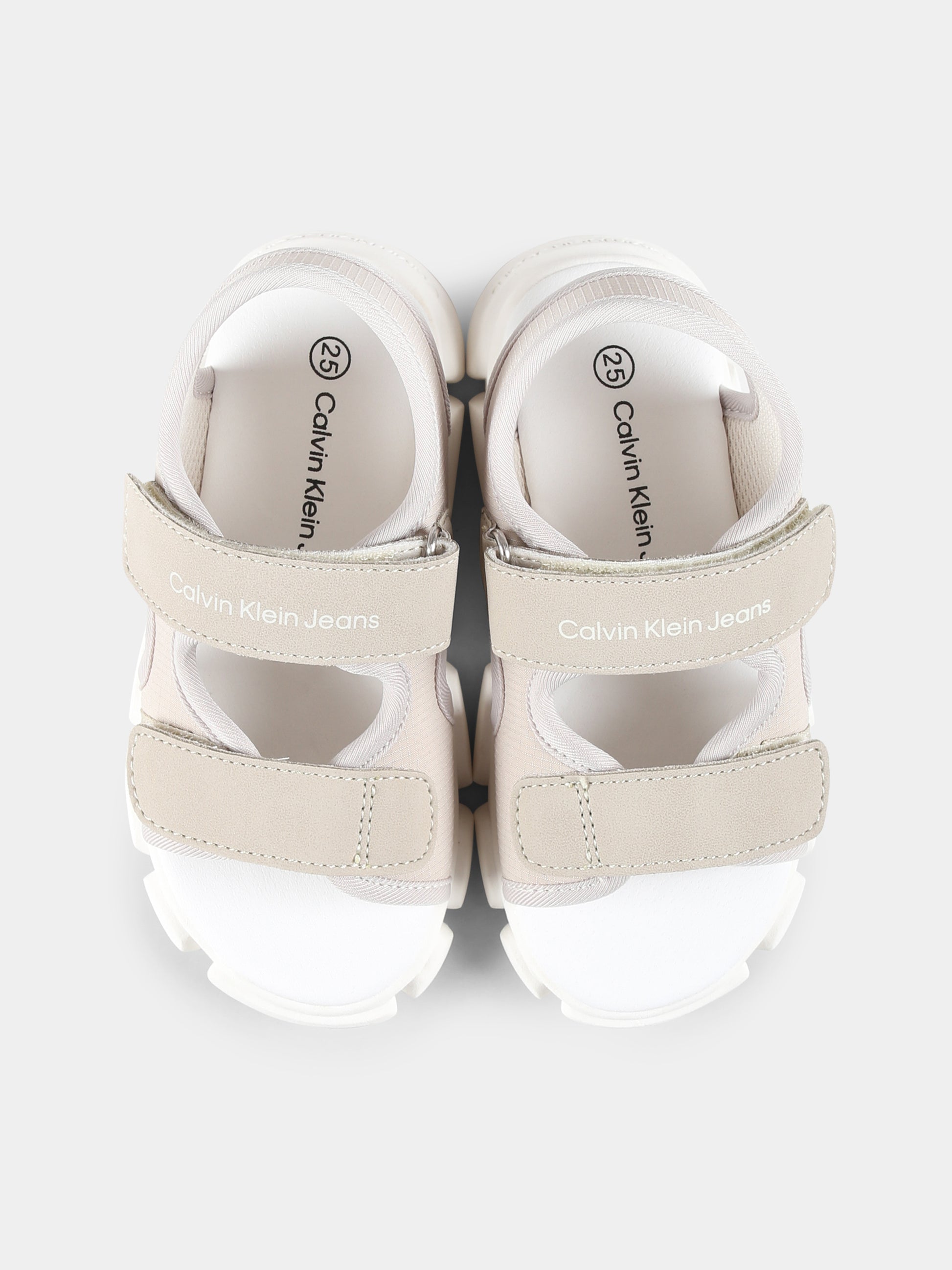 Sandali beige per bambini con logo,Calvin Klein Kids,V1B2 83022 1692503