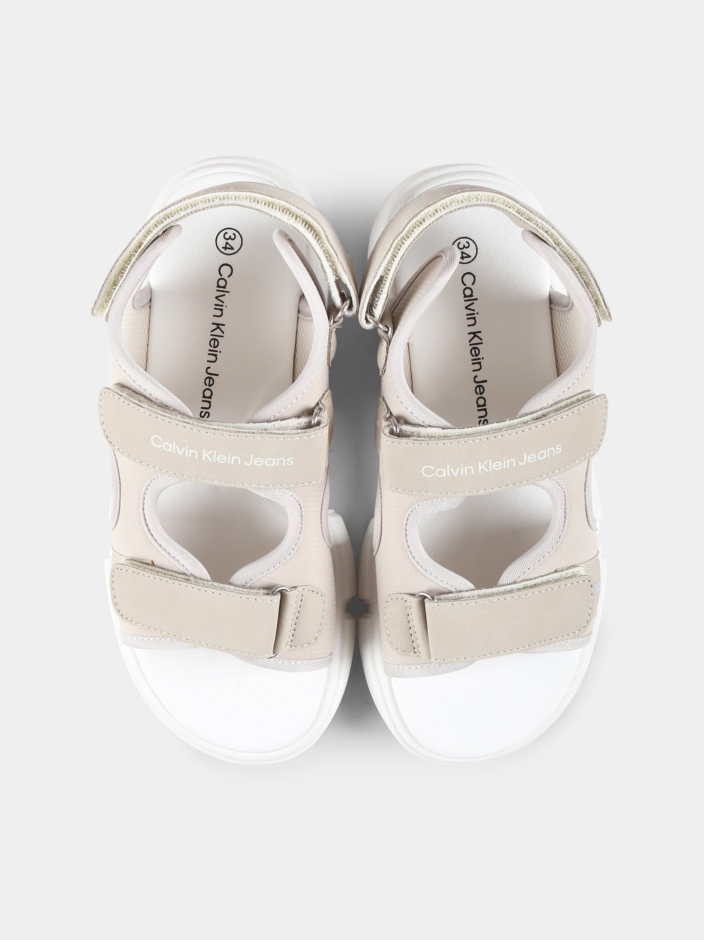 Sandali beige per bambini con logo,Calvin Klein Kids,V3B2 83024 1692503