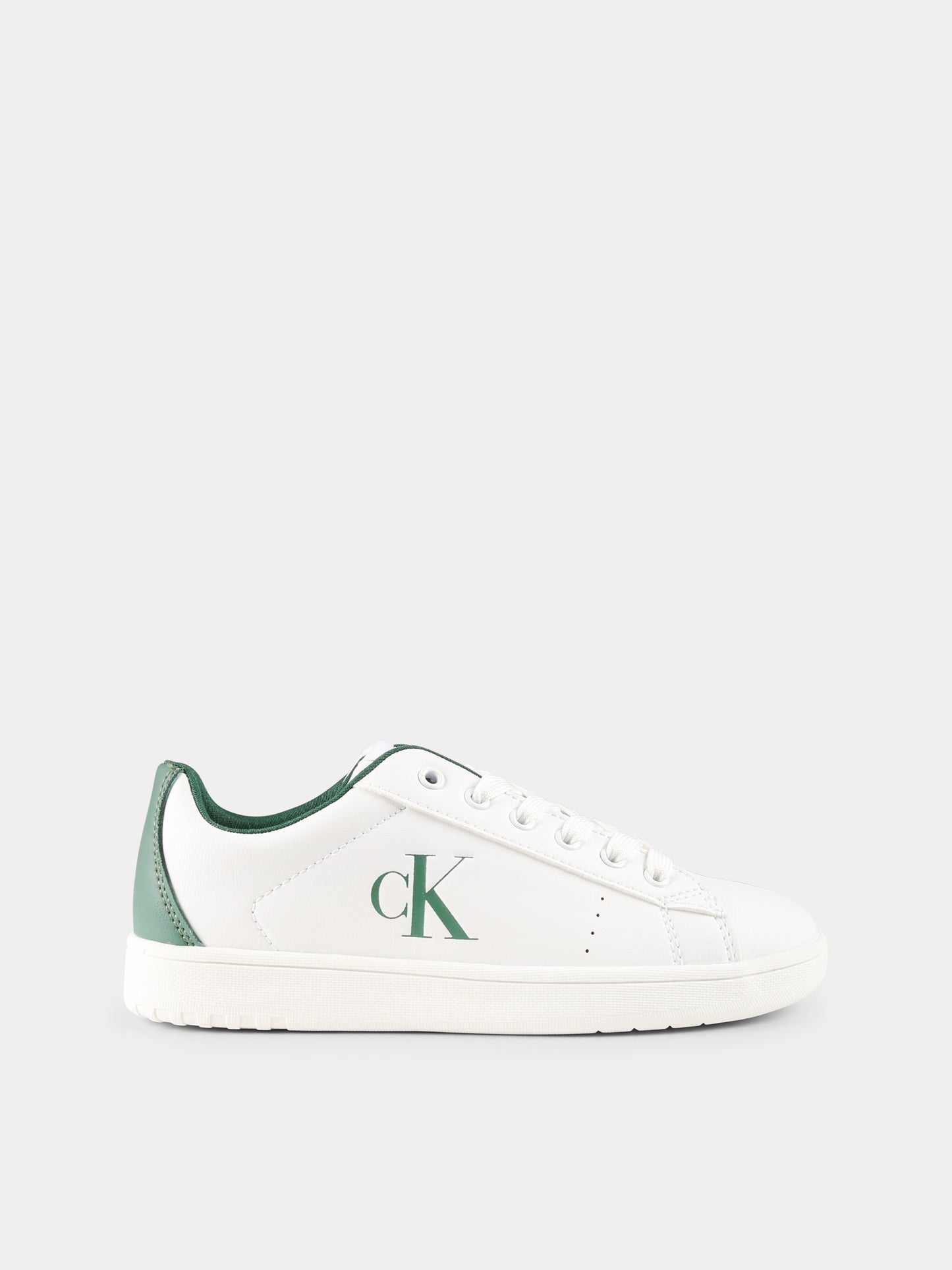 Sneakers bianche per bambini con logo,Calvin Klein Kids,V3X9 82082 1355A494