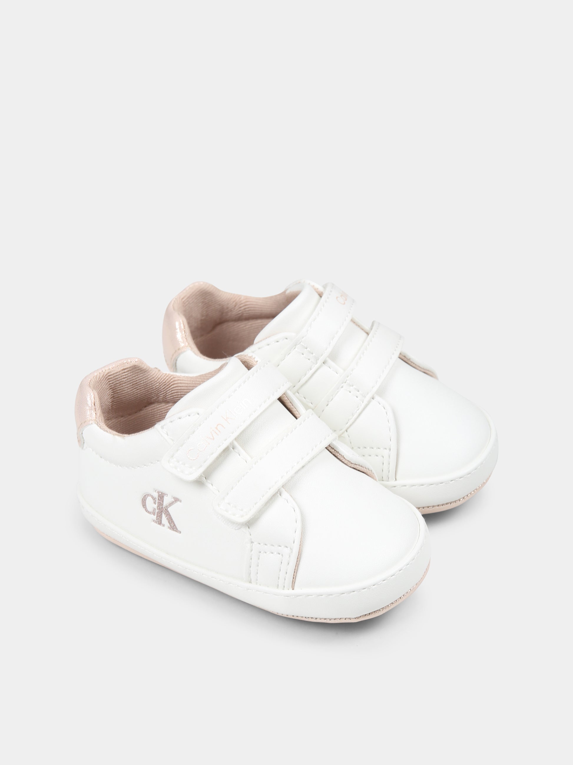 Sneakers avorio per neonata con logo,Calvin Klein Kids,V0A9 82005 1582A704