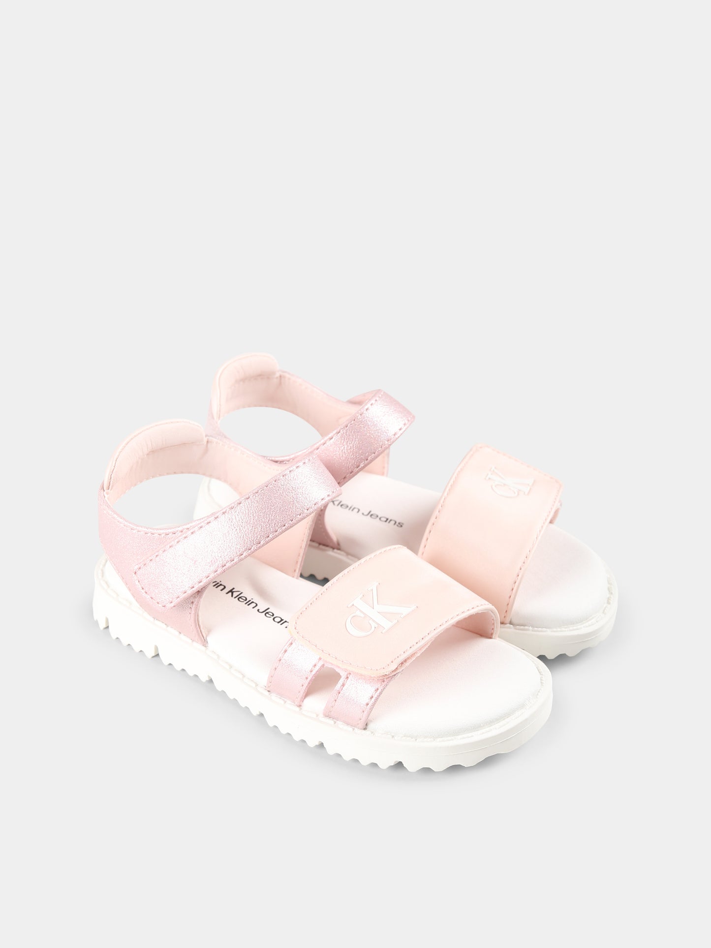 Sandali rosa per bambina con logo,Calvin Klein Kids,V1A2 82039 1013302