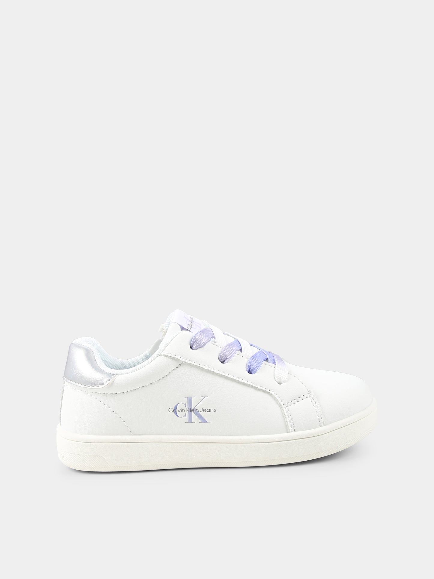 Sneakers bianche per bambina con logo,Calvin Klein Kids,V1A9 82009 1355X025