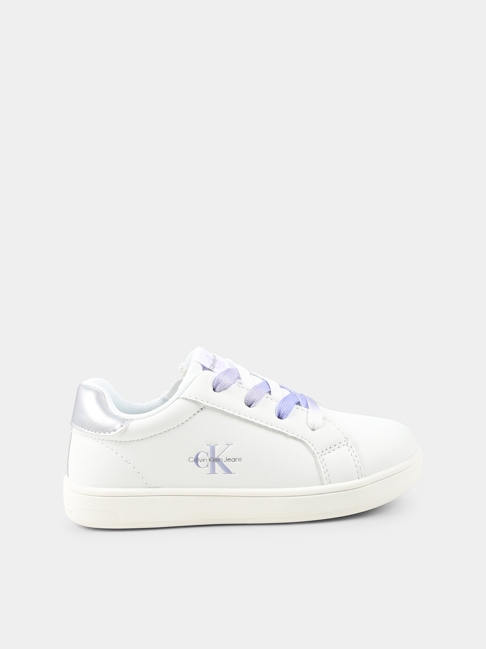 Sneakers bianche per bambina con logo,Calvin Klein Kids,V1A9 82009 1355X025