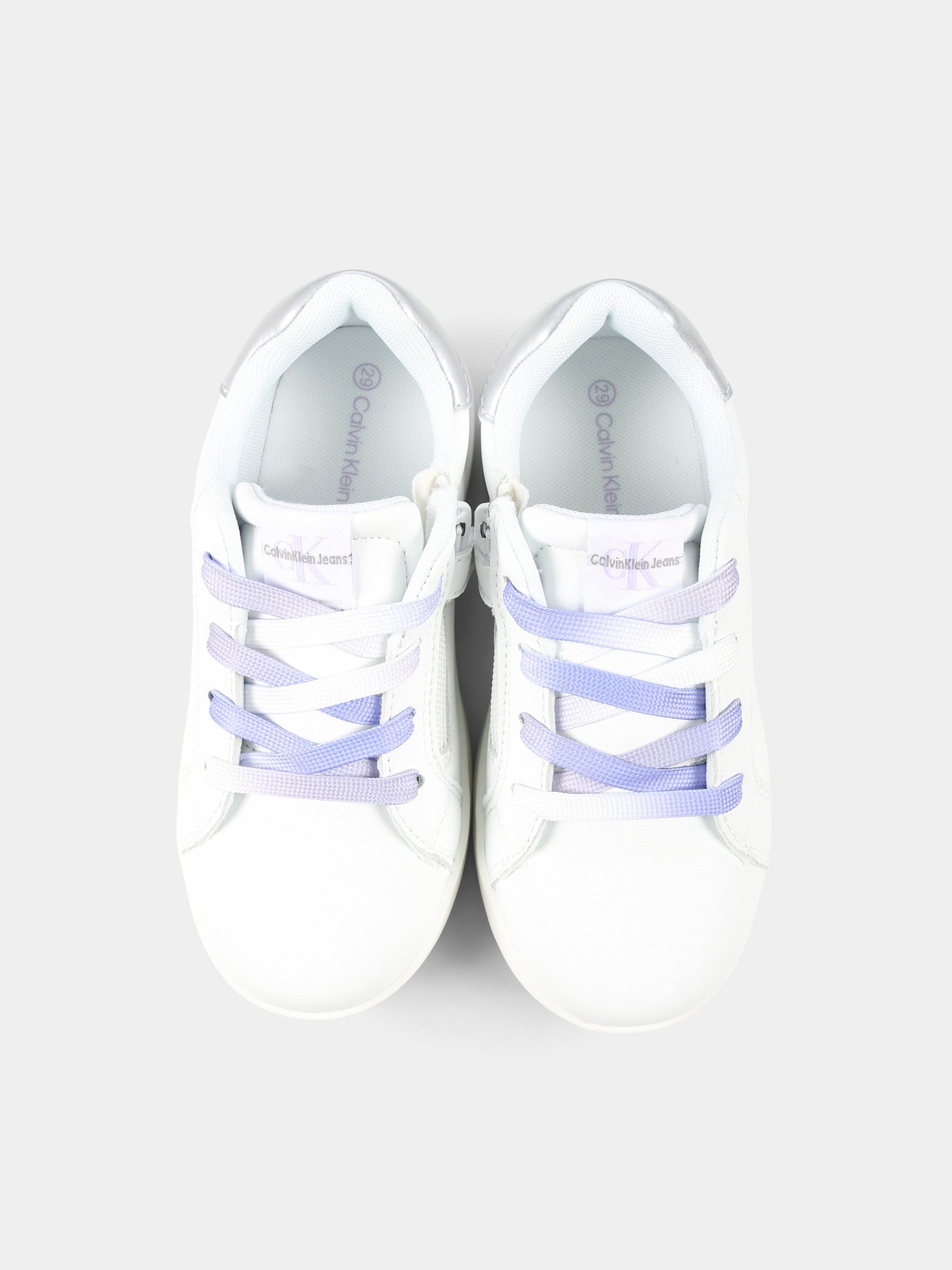 Sneakers bianche per bambina con logo,Calvin Klein Kids,V1A9 82009 1355X025