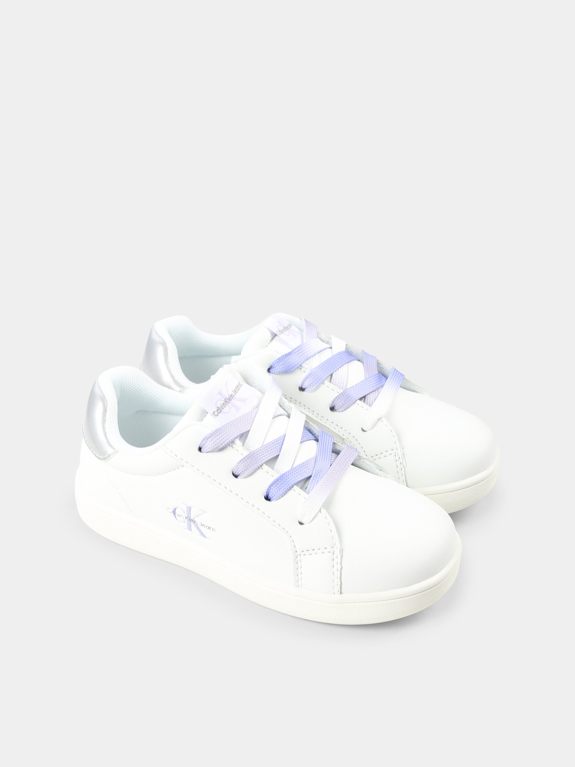 Sneakers bianche per bambina con logo,Calvin Klein Kids,V1A9 82009 1355X025