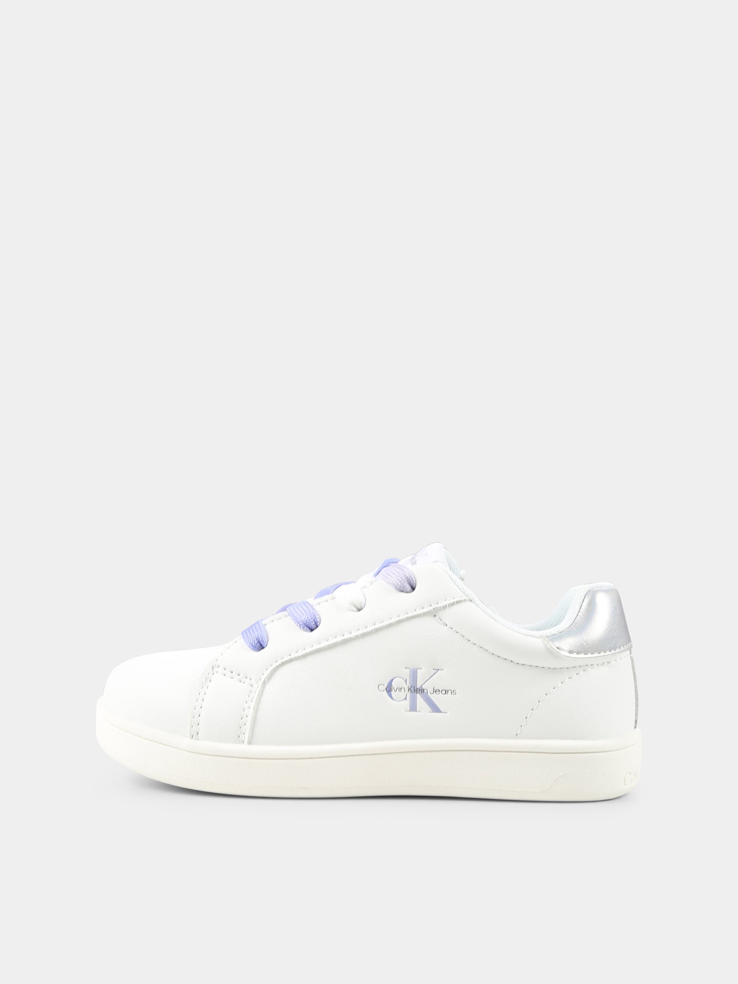 Sneakers bianche per bambina con logo,Calvin Klein Kids,V1A9 82009 1355X025