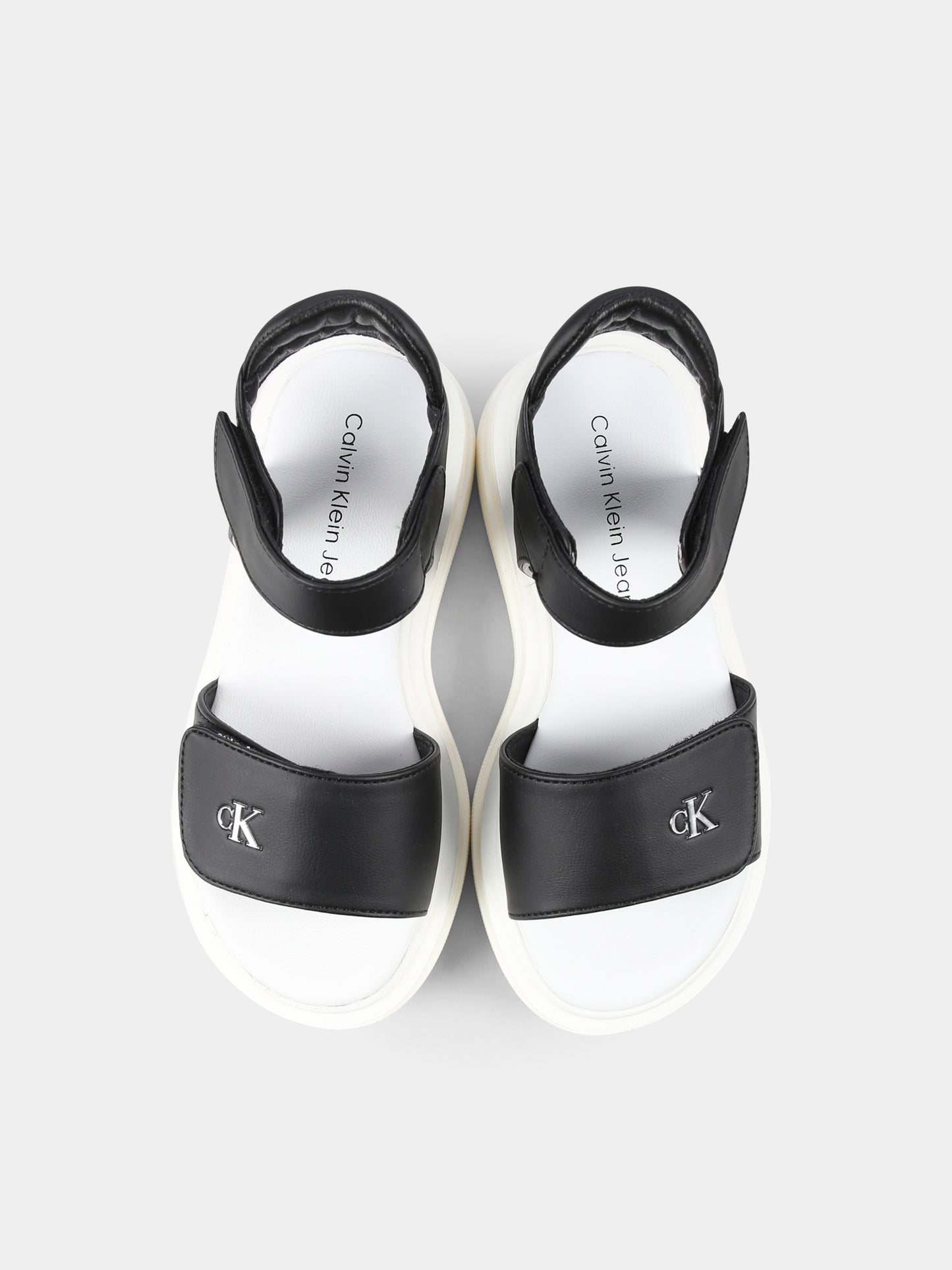 Sandali neri per bambina con logo,Calvin Klein Kids,V3A2 82047 1013X323