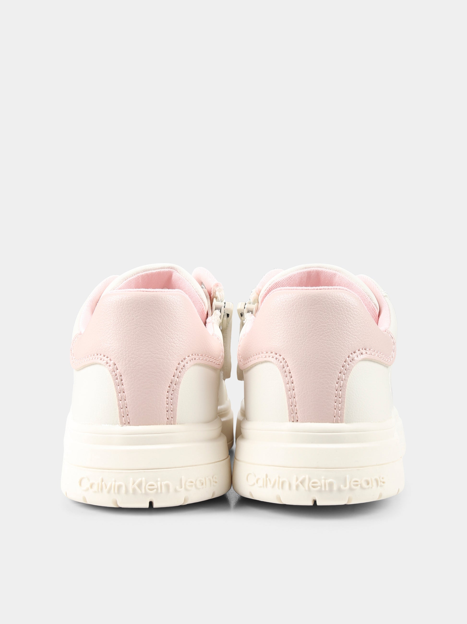 Sneakers avorio per bambina con logo,Calvin Klein Kids,V3A9 82015 1355A704