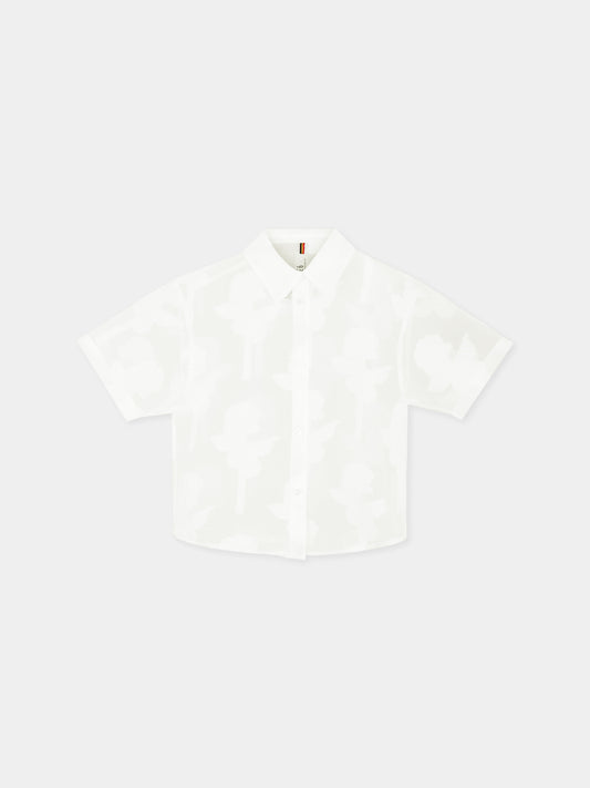 White shirt for girl with roses