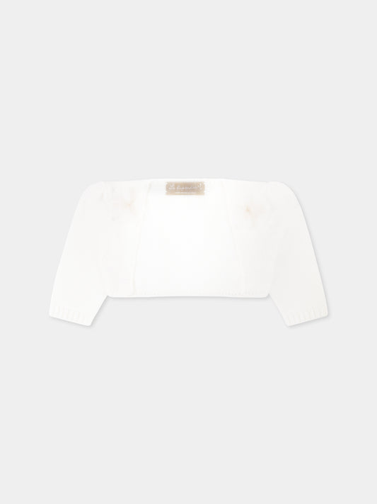 Cardigan avorio per neonata con fiori,La Stupenderia,SJSS84802