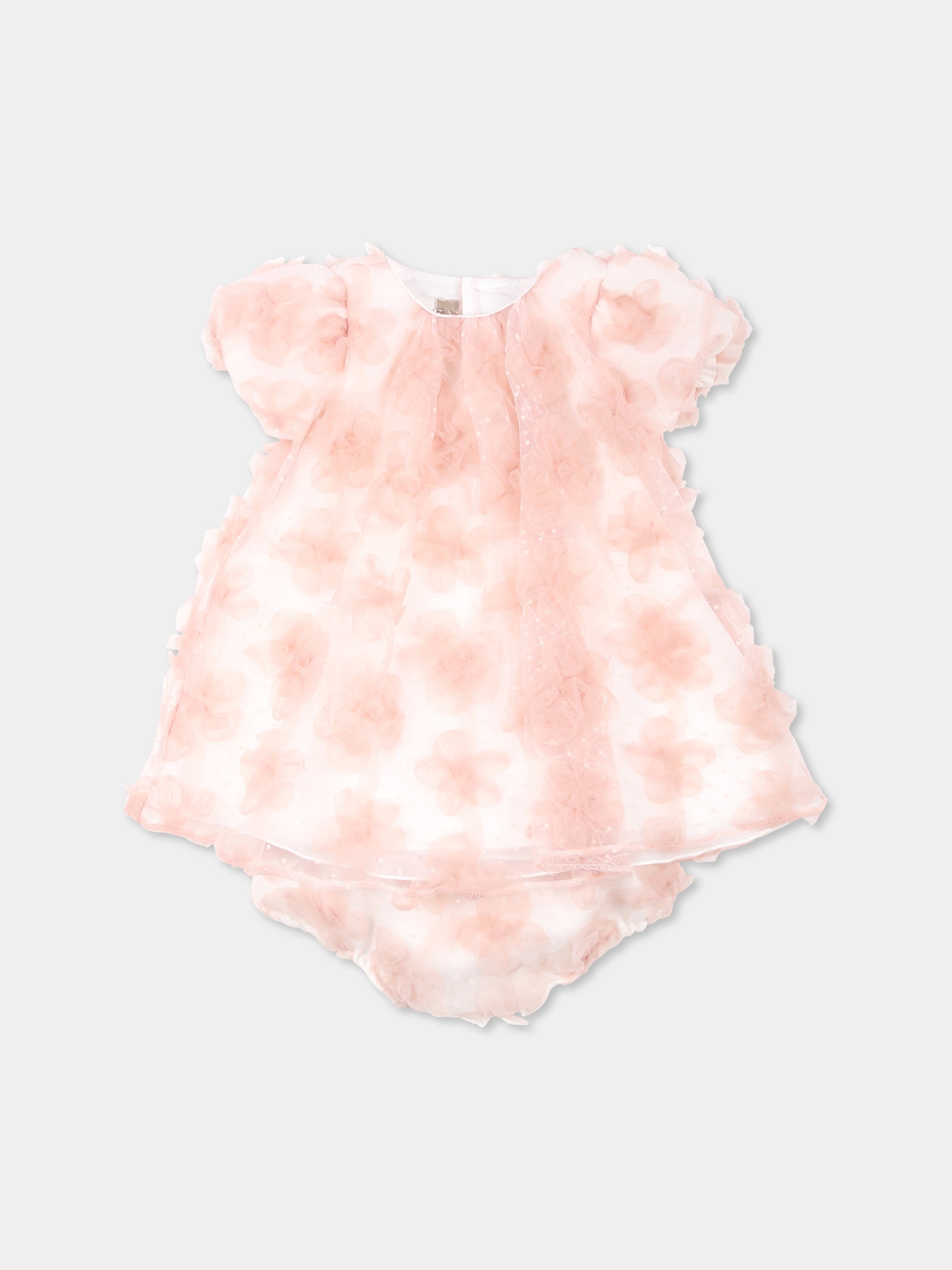 Vestito rosa per neonata con fiori,La Stupenderia,CBAB54X24