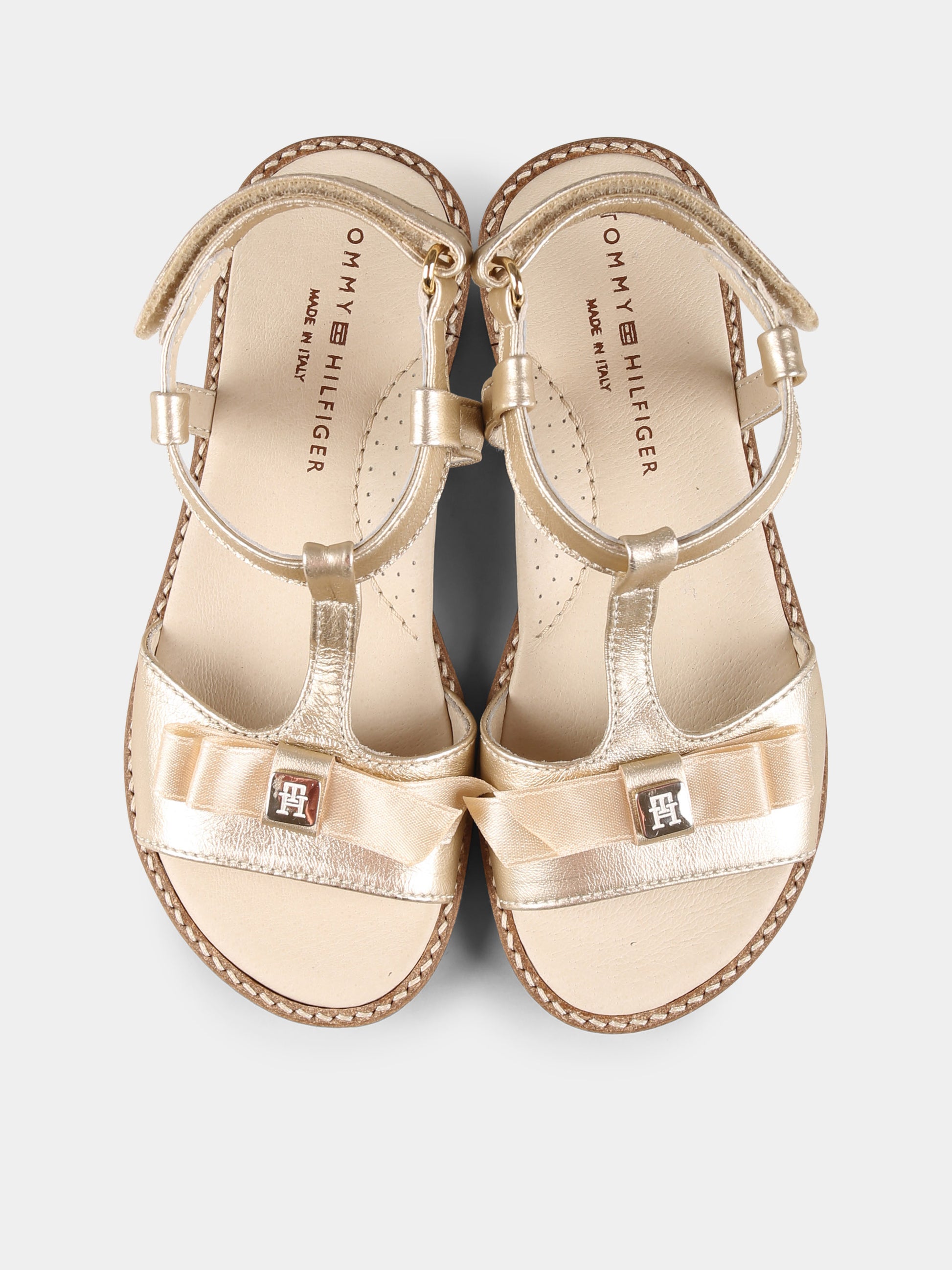 Sandali oro per bambina con fiocco,Tommy Hilfiger Junior,T1A2 33940 0220514