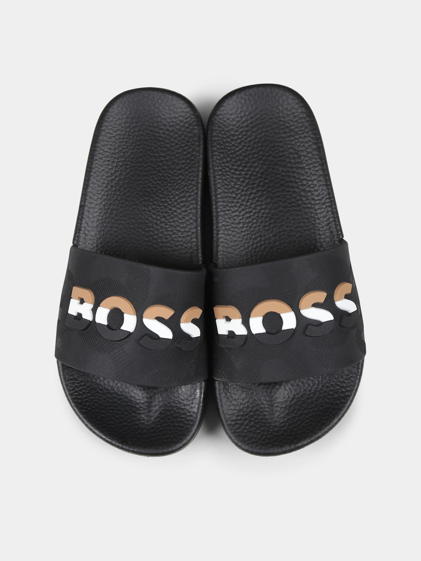 Ciabatte nere per bambino con logo,Boss,J52269 09B