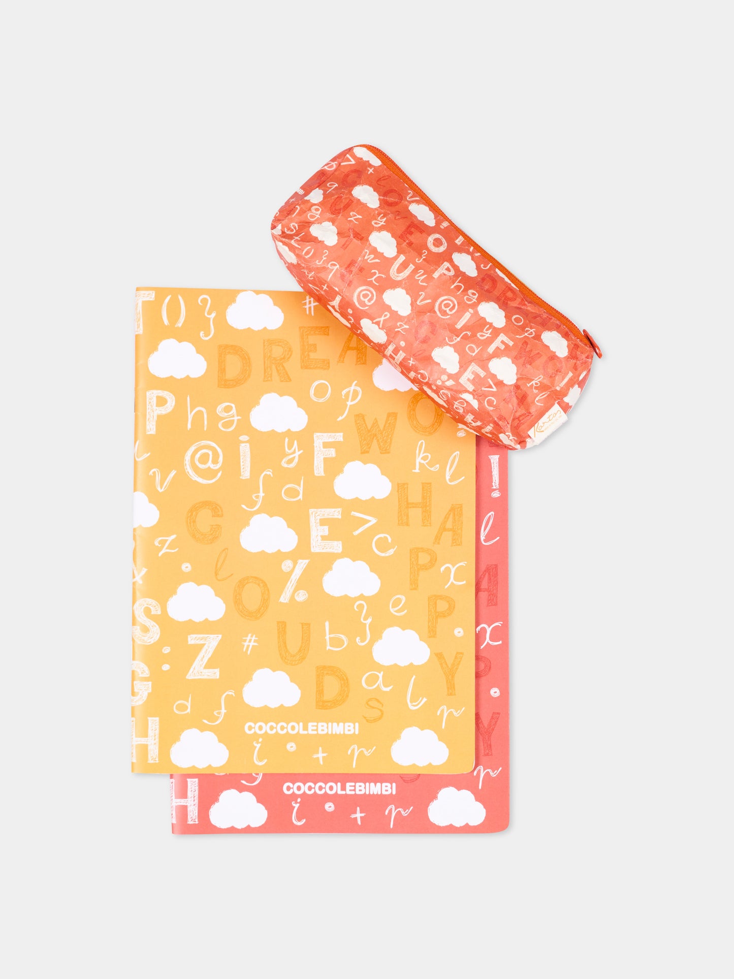 Set di 2 quaderni e astuccio con stampa lettere