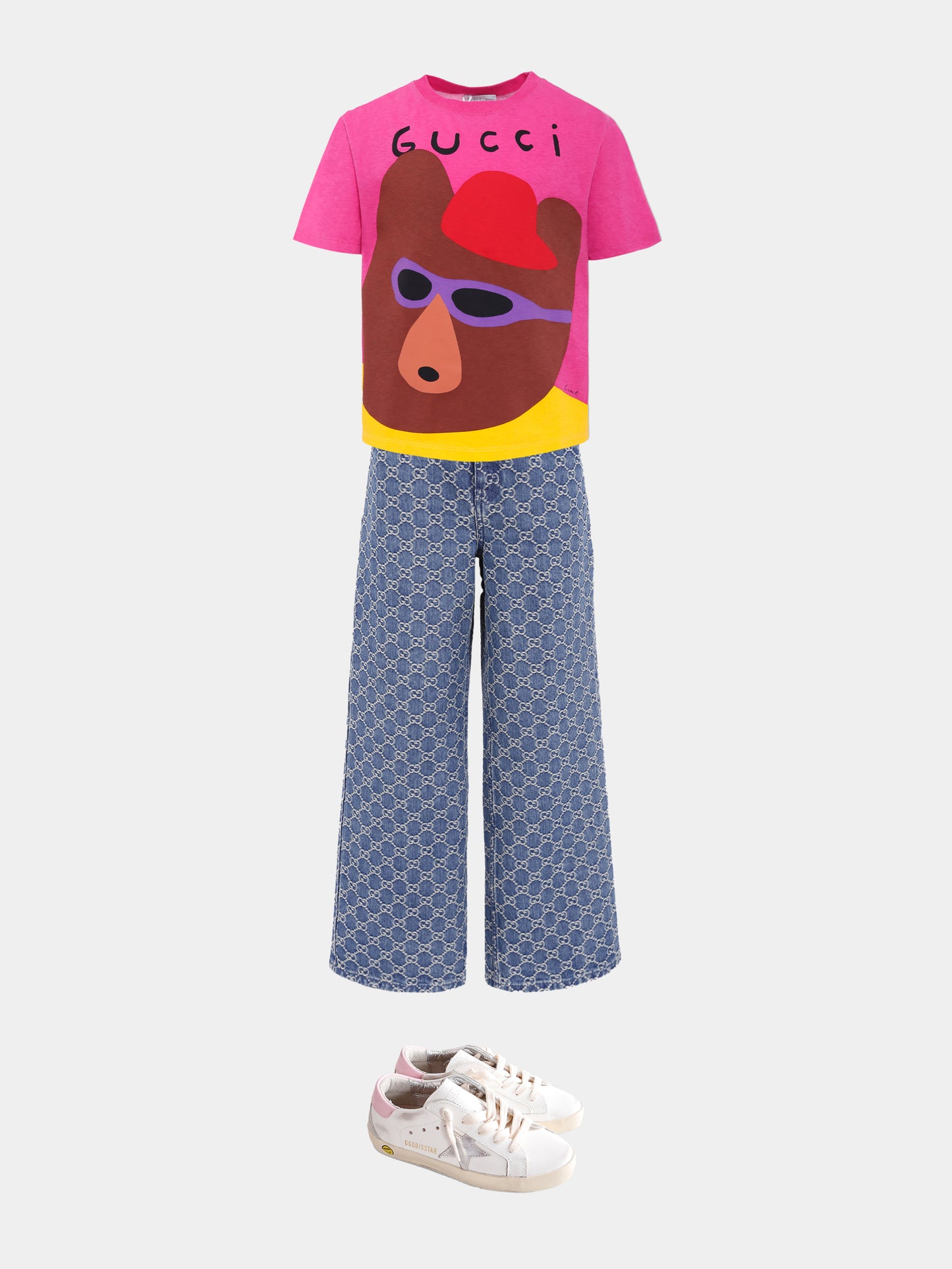 Fuchsia t-shirt for girl with bear