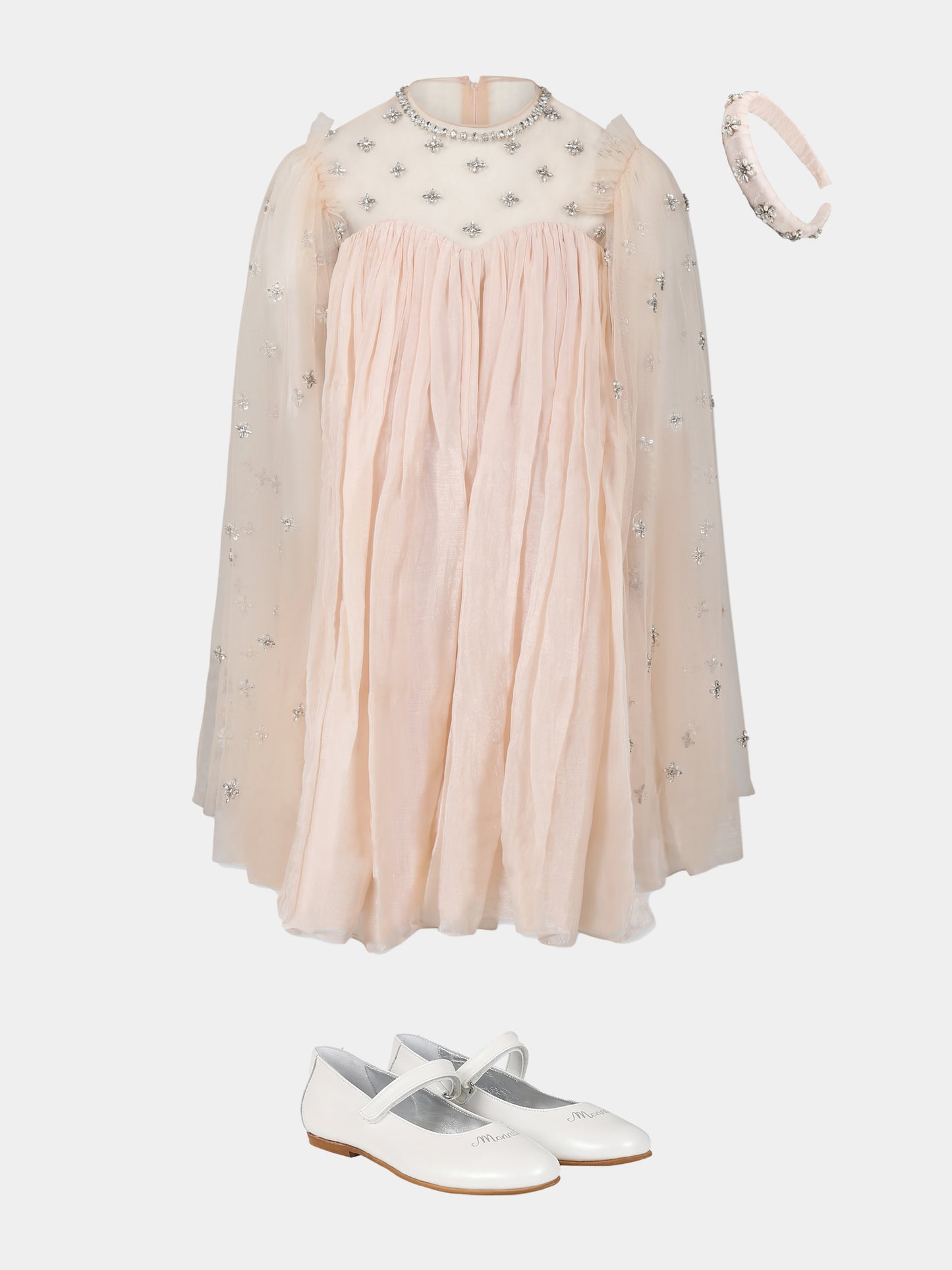 Pink dress for girl with flowers