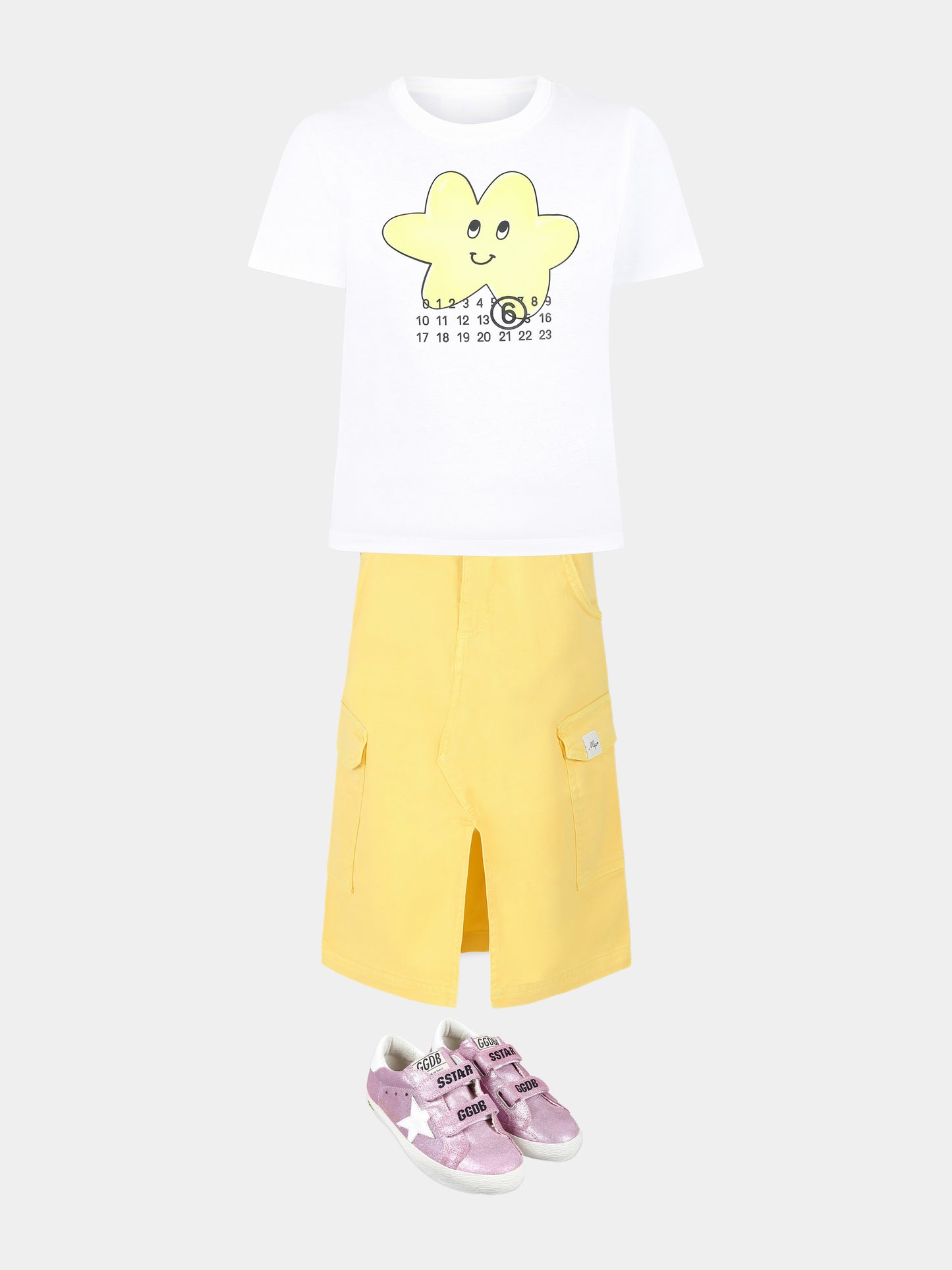 White T-shirt for kids with star and logo