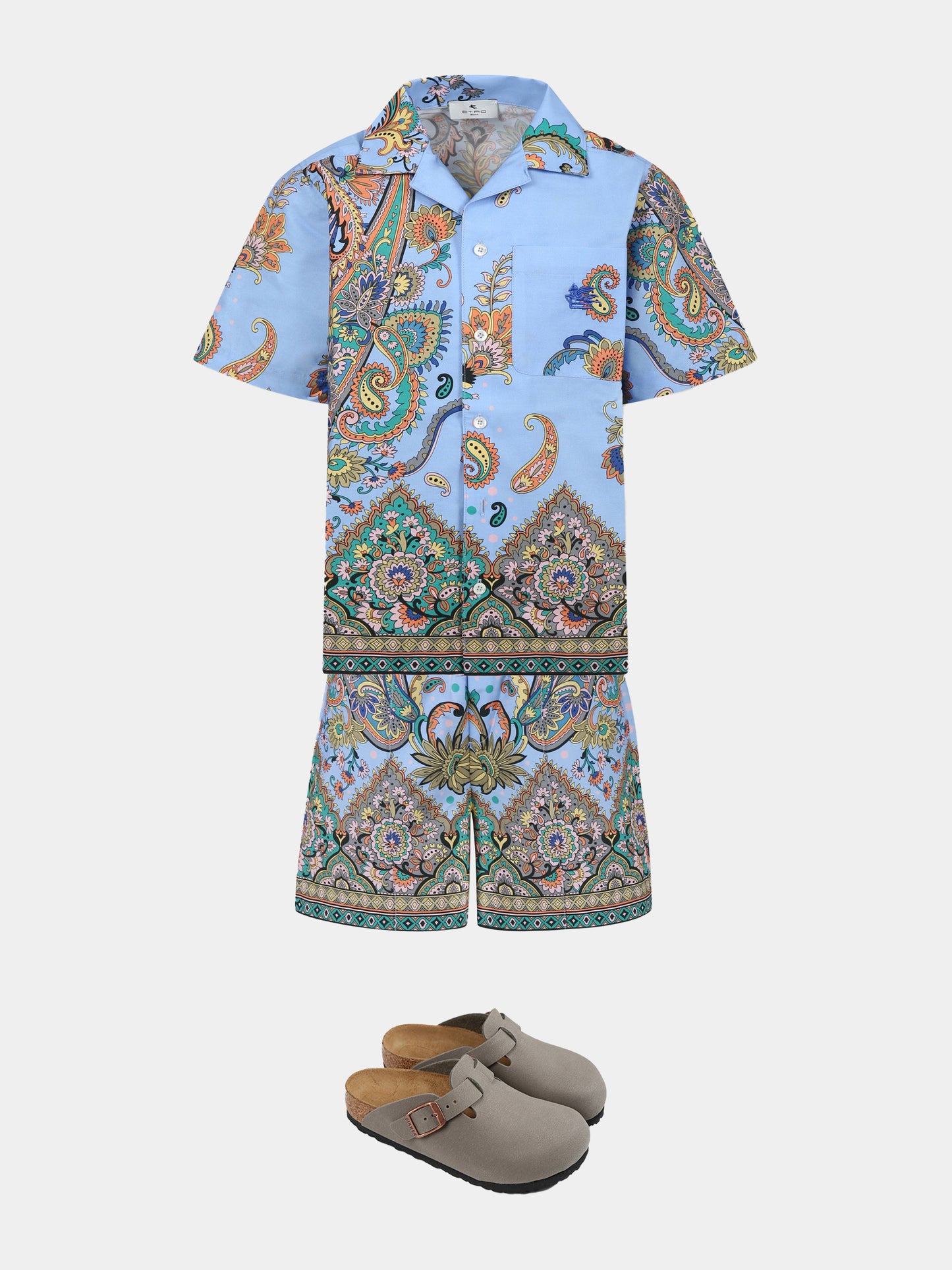 Light blue shirt for boy with paisley print
