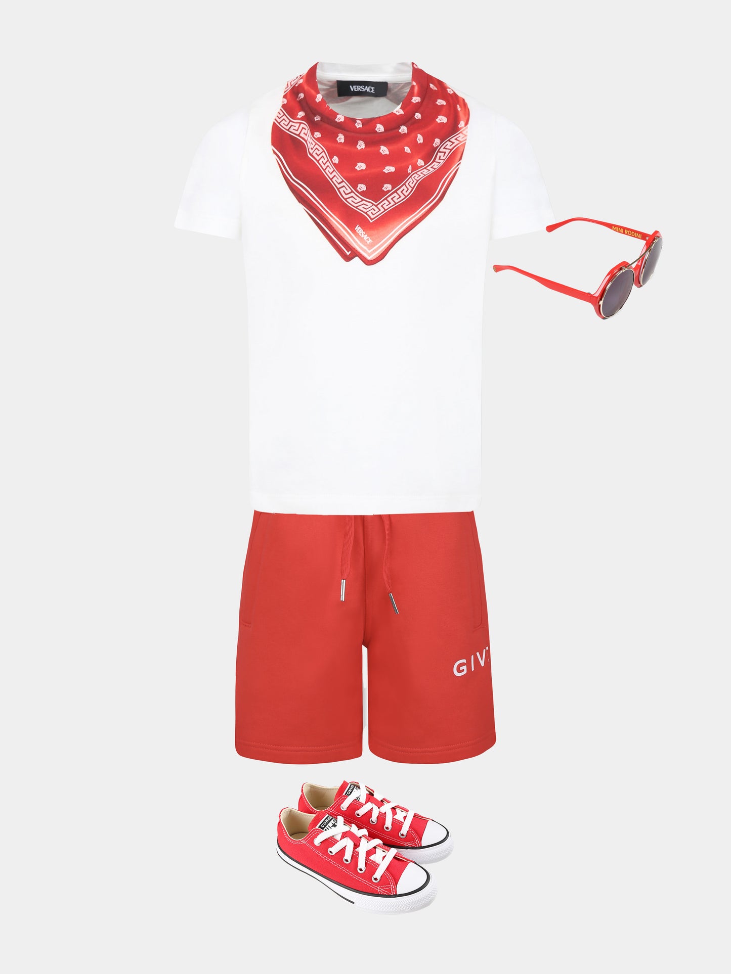Red shorts for boy with logo