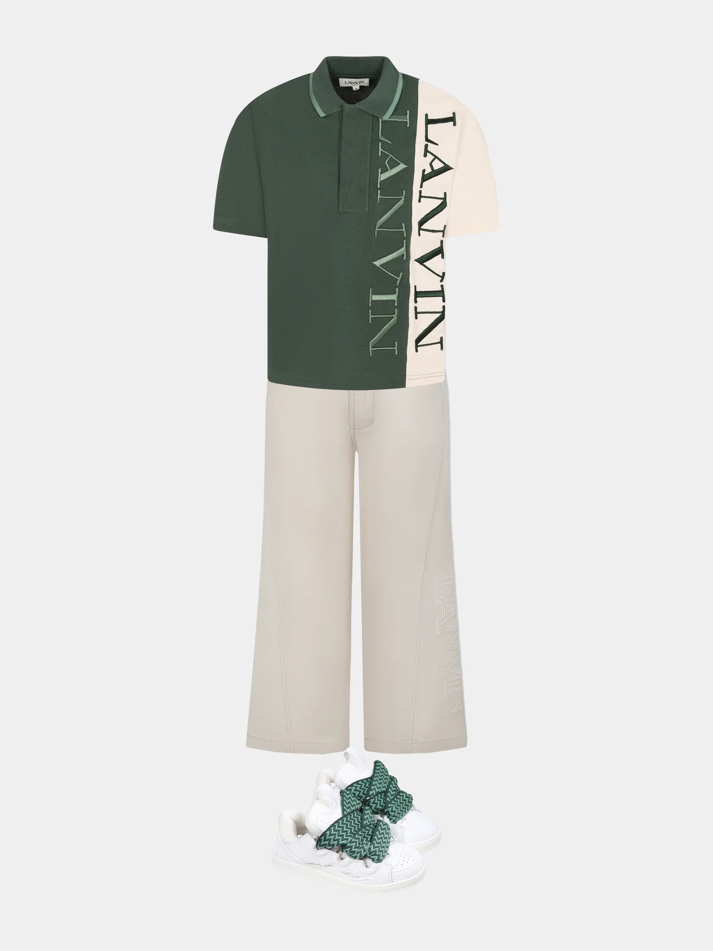 Green polo shirt for boy with logo